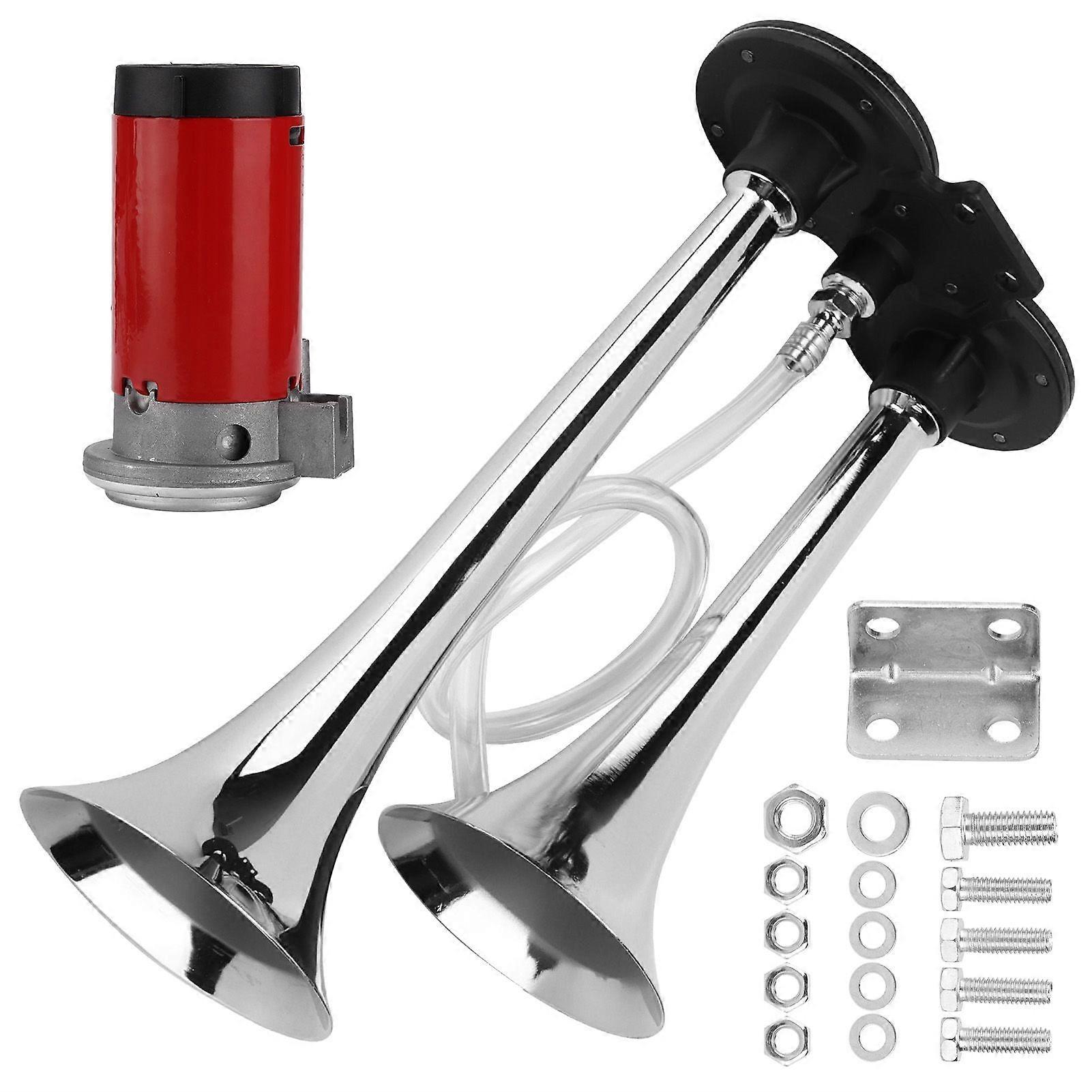 車のデュアルトランペット 12V 150dB クロームメッキブラック、コンプレッサー交換用 SUV オートバイボートオフロード用