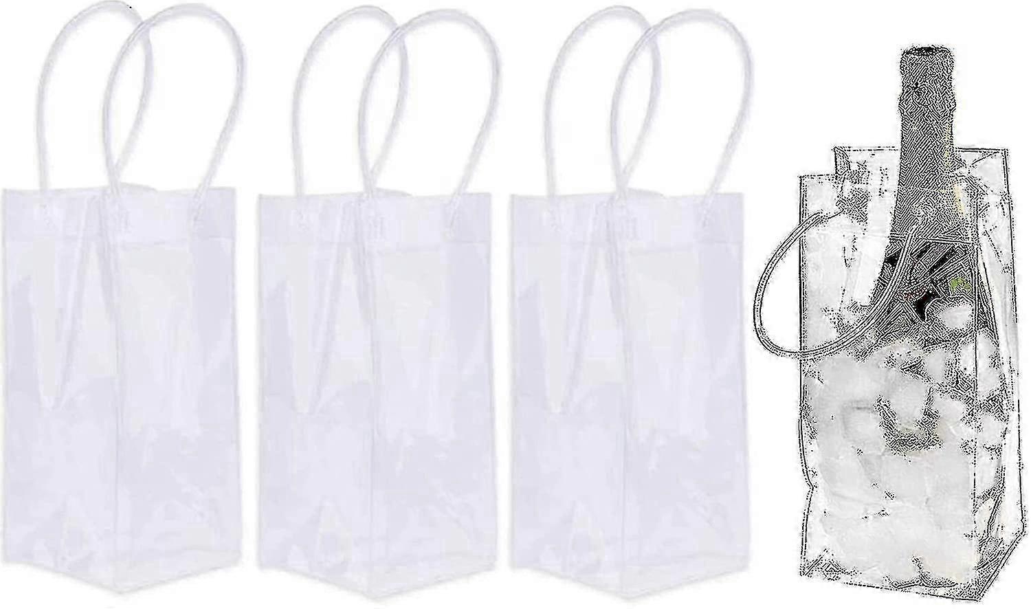 4 st bärbar vinispåse transparent PVC-flaskkylare