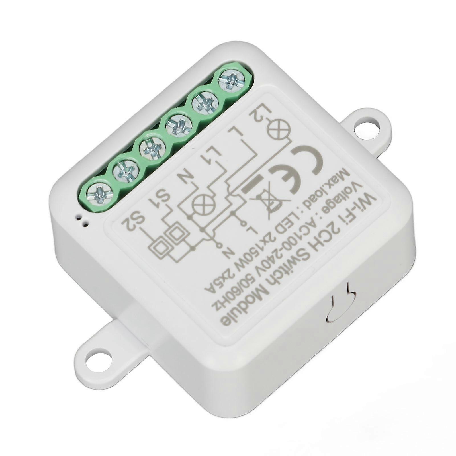 Wifi APP Remote Control Switch Relay Module WiFi 2CH Light Switch Module for Tuya AC 100‑240V 