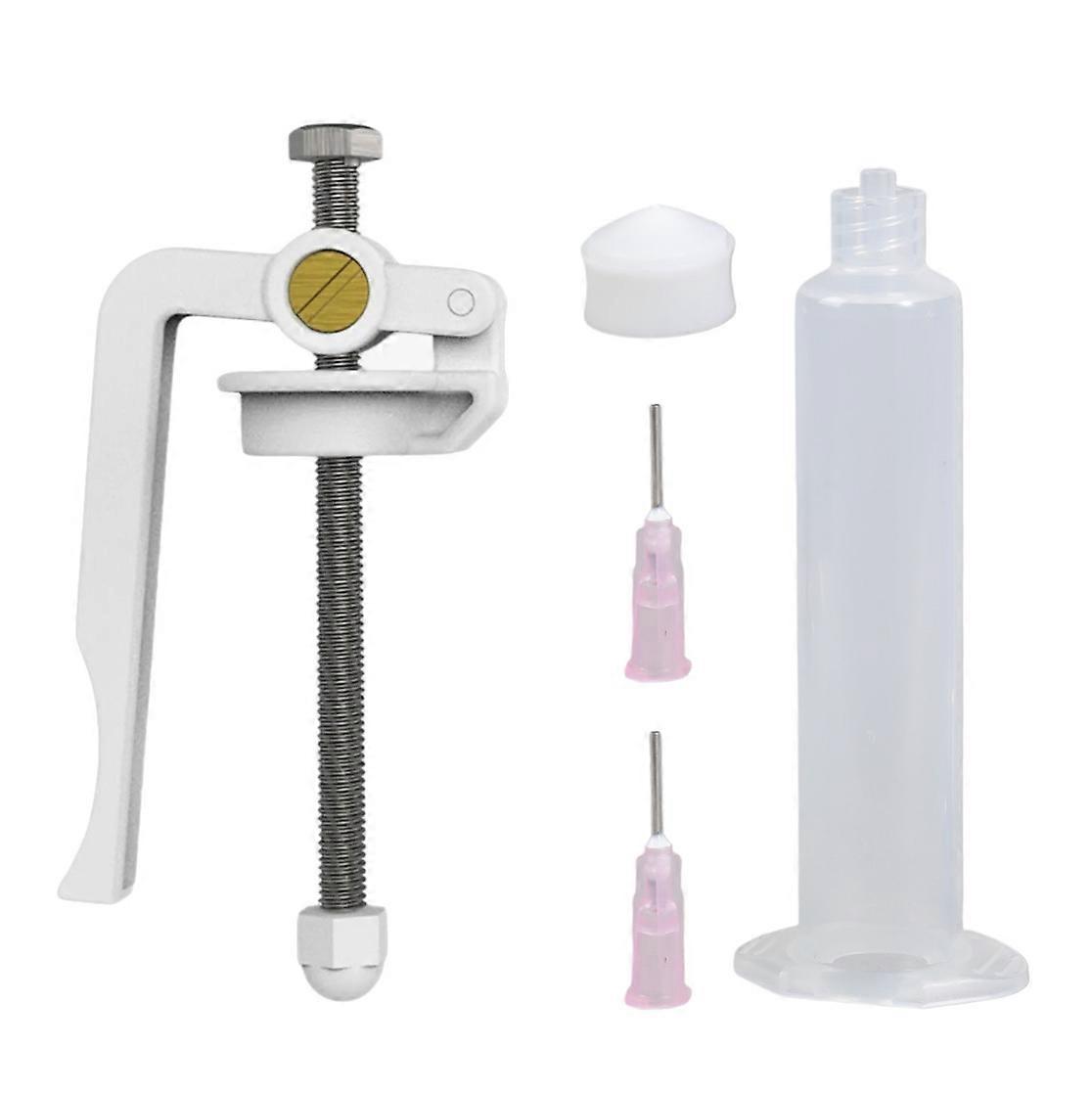Manual Syringes Propulsion Tool Metal Tube & Plastic Plunger Manual Syringes Dispenser Simple to Operate for Solder Pastes White