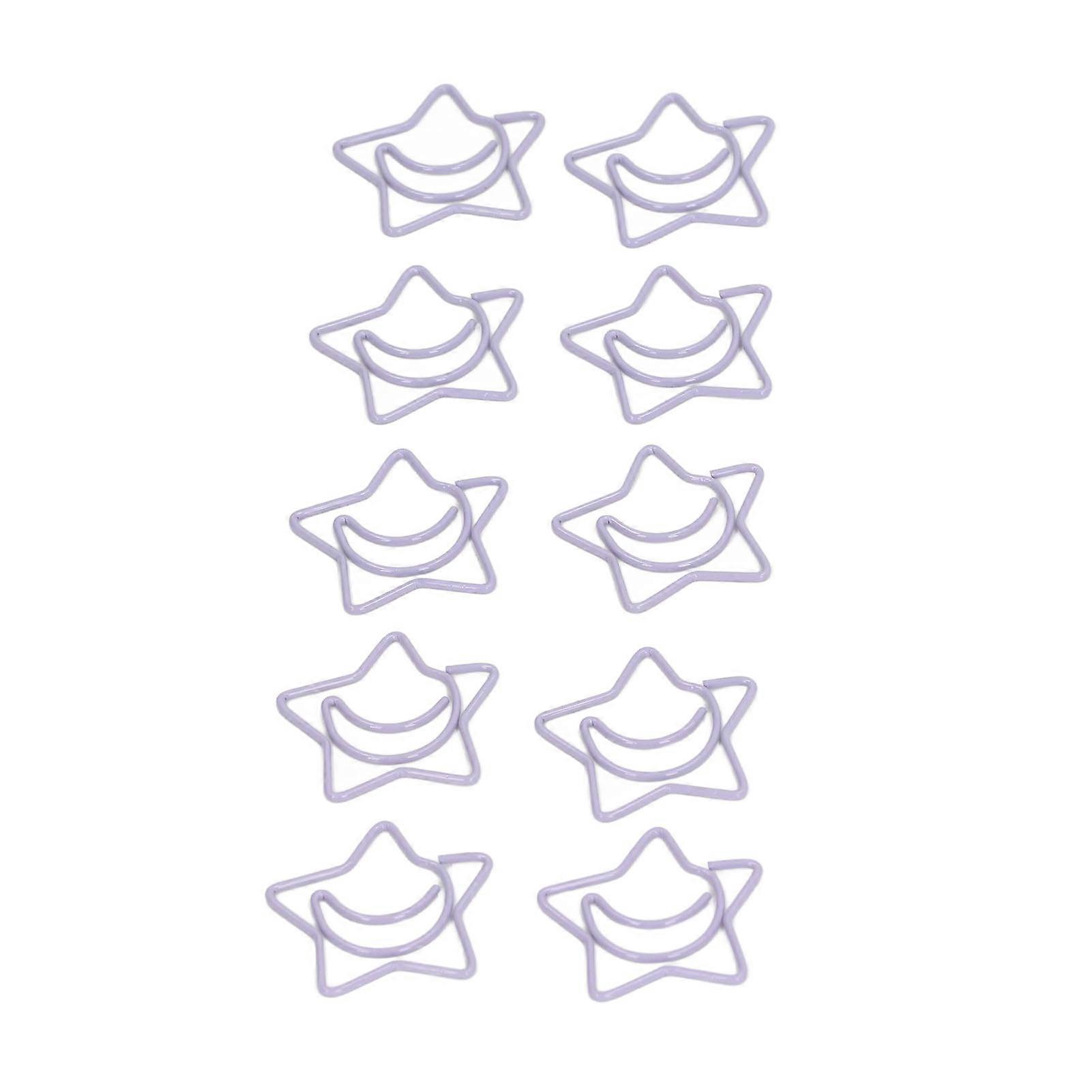 100PCS Shaped Paper Clips Purple Five Pointed Star Sturdy Portable for Office Memo File Classification 