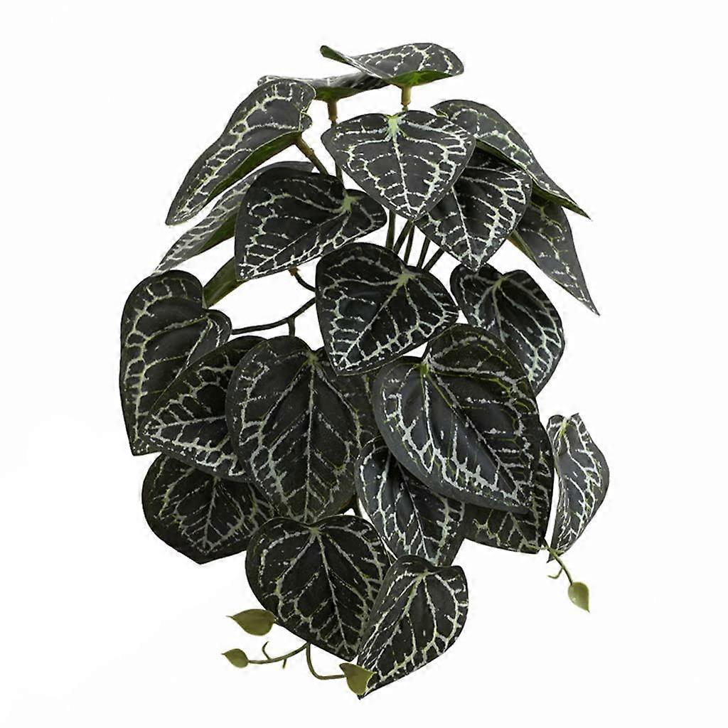 Realistic terrarium foliage for plants suitable for bearded dragons, turtles, tree frogs, and multiple Black Crystal Anthuriums.