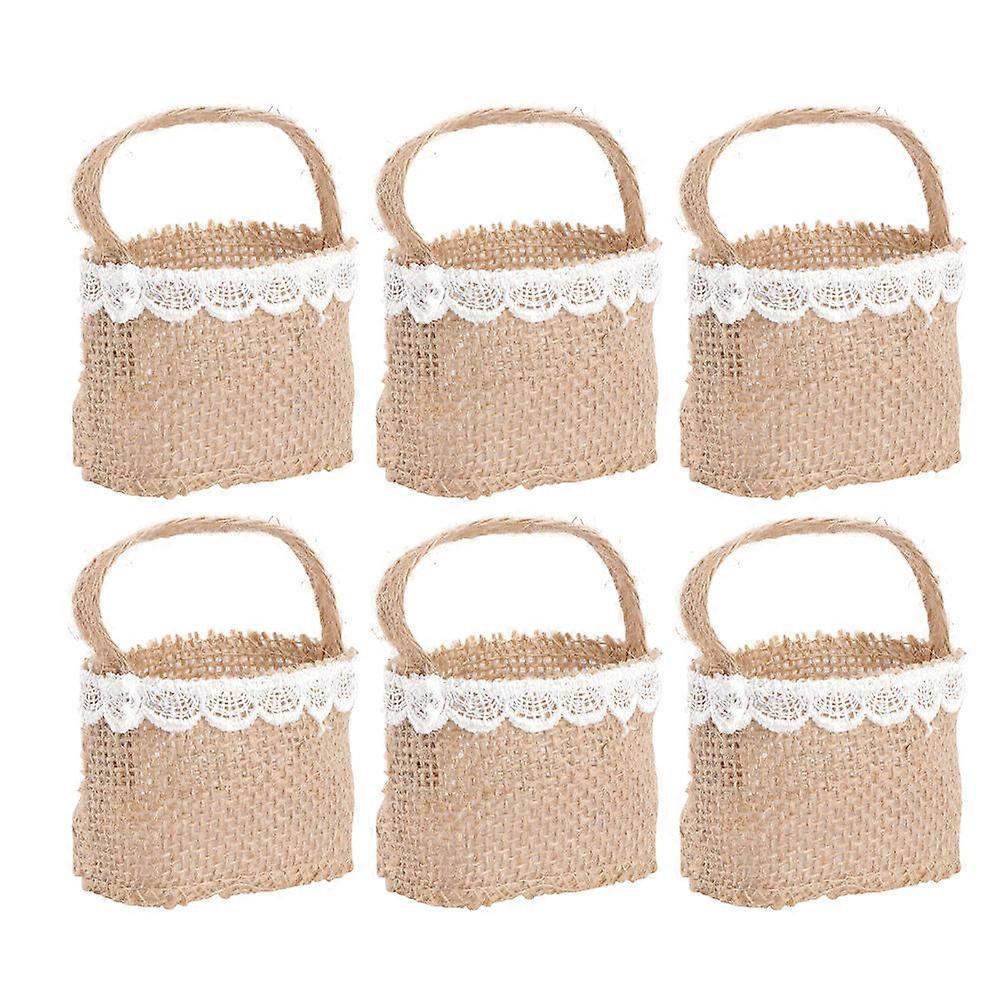 Elegant Linen Wedding Gift Bag for Storage Brown Color Lightweight and Durable 6 Pieces