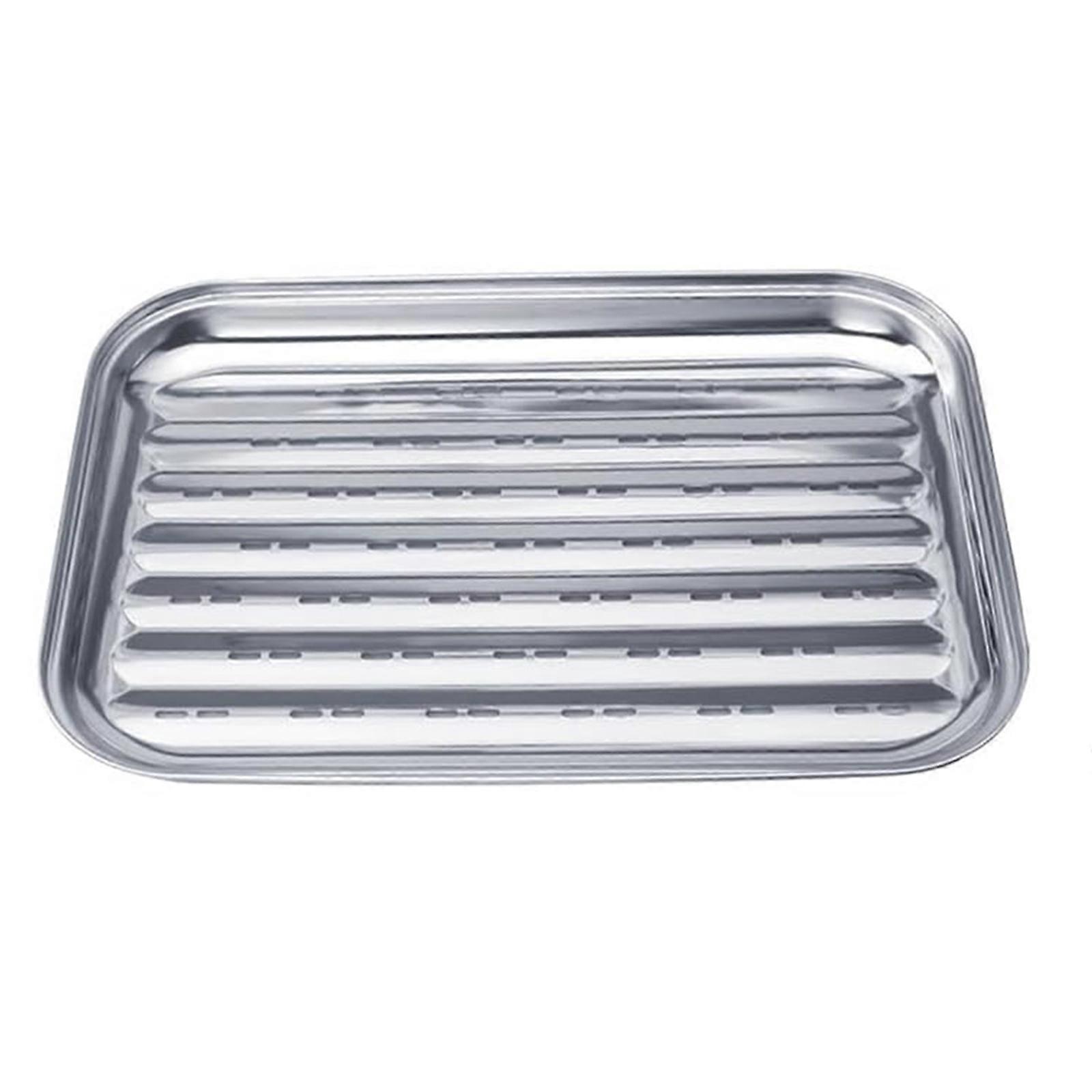 Durable Rectangular Baking Sheet With Drain Holes 0.4mm Stainless Steel Construction For Even Cooking And Portability Multicolor