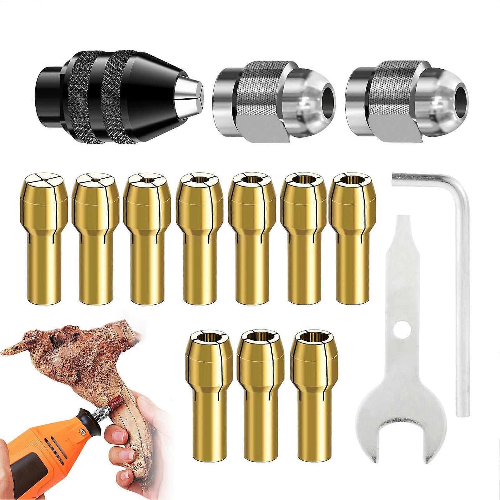 Chuck Set, Collet Set | Brass Rotary Tool Chuck 1/32-1/8 Inch for Cutting Wheels and Accessories