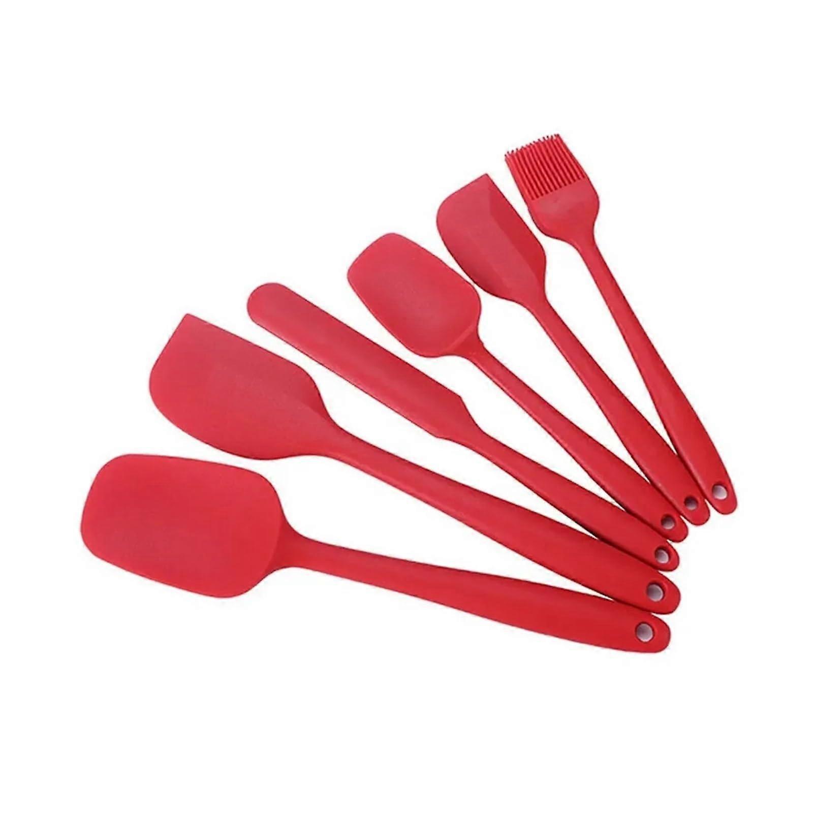 6Piece Silicone Spatula Set, NonStick, HeatResistant, Spatulas, Turners for Cooking, Baking, Mixing, Baking Tools (Red)