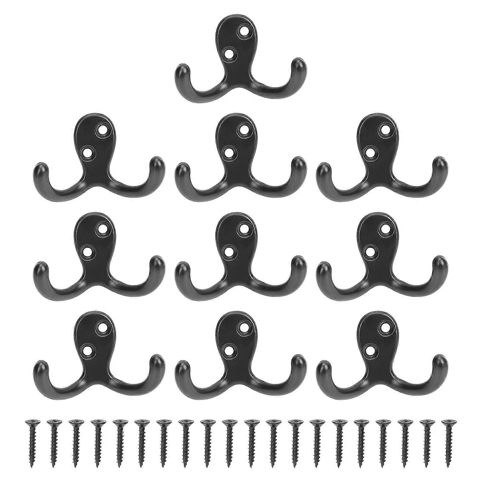 Clothing Hooks Stylish Towel Coat Hat Hooks for Bathroom Accessories Zinc Alloy Double Pronged Simple and Elegant Storage Hanging 10Pcs