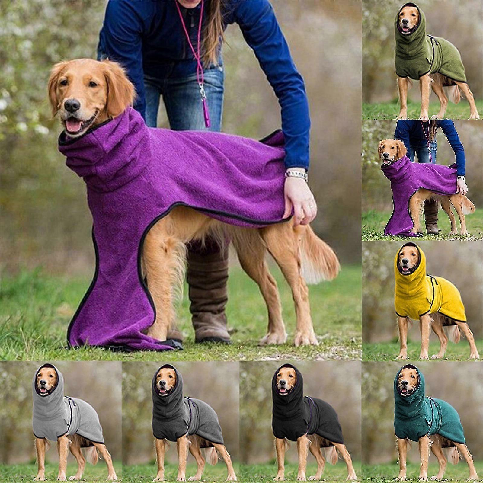 Mascota Perro Toalla Secando Bata Cachorro Ropa Cálida.Hebilla Sudadera Con Capucha Albornoz Ropa