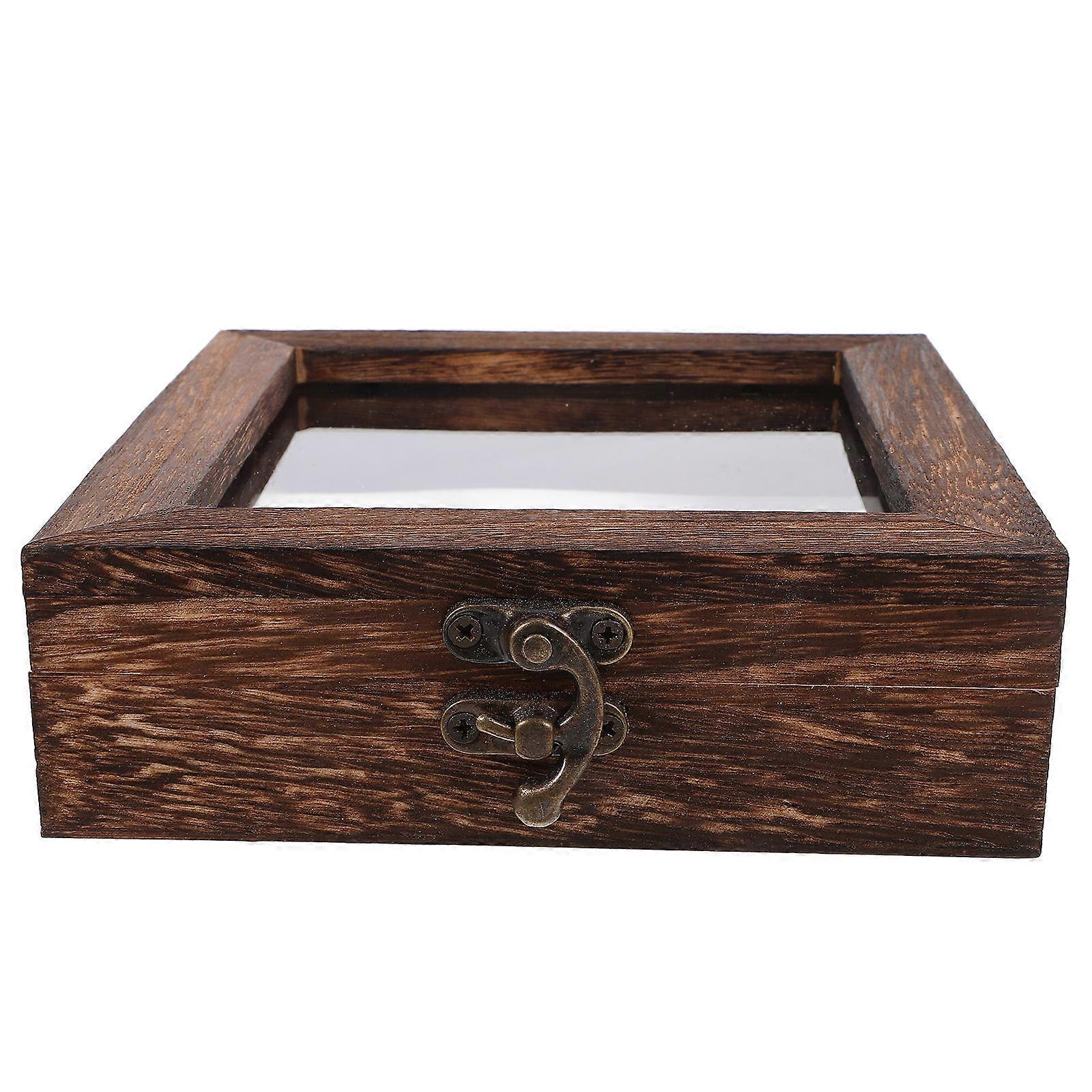 Butterfly Display Case Shadow Box EVA Padding Protection Coffee 15.50X15.00X4.70CM Rectangular Rustic Style For Insect Specimens 1Pcs