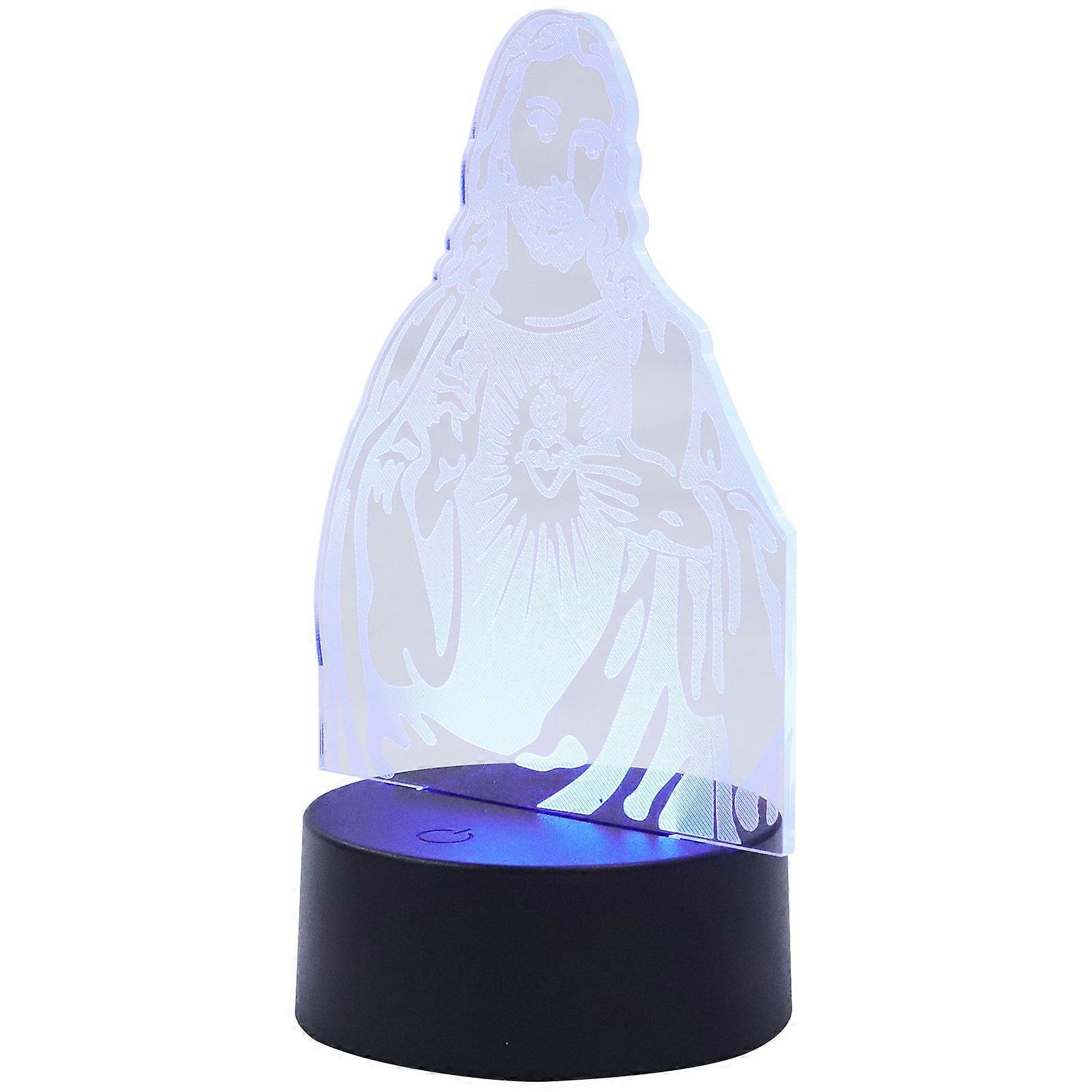 Desktop Night Lamp Acrylic Jesus Night Light 3D Design 8.65x3.73x3.73in Usb Powered 1Pcs