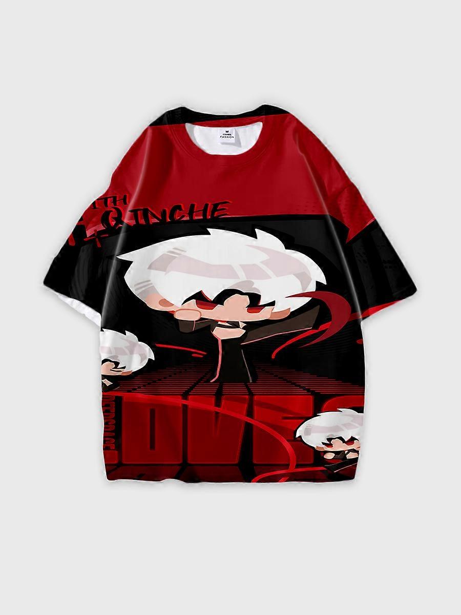 T-shirt round neck Role Pattern loose short sleeve B936