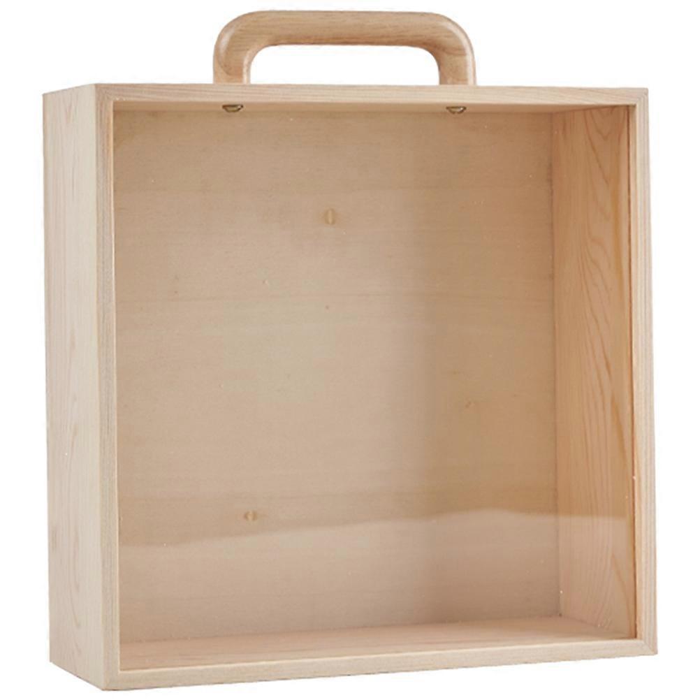 Wood Display Box with Clear Lid for Jewelry Storage and Gift Packing Beige Acrylic 7.5 x 5.5 x 3 Inches