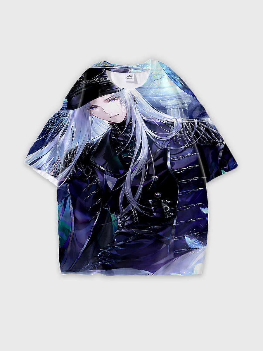 T-shirt round neck Animation Character Pattern loose short sleeve E959