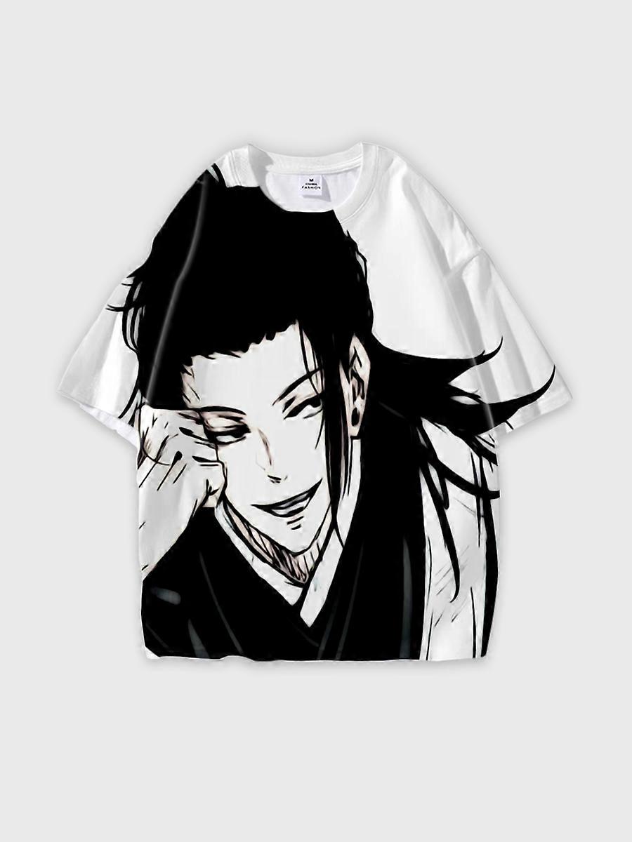 T-shirt round neck Character Pattern loose short sleeve P3211