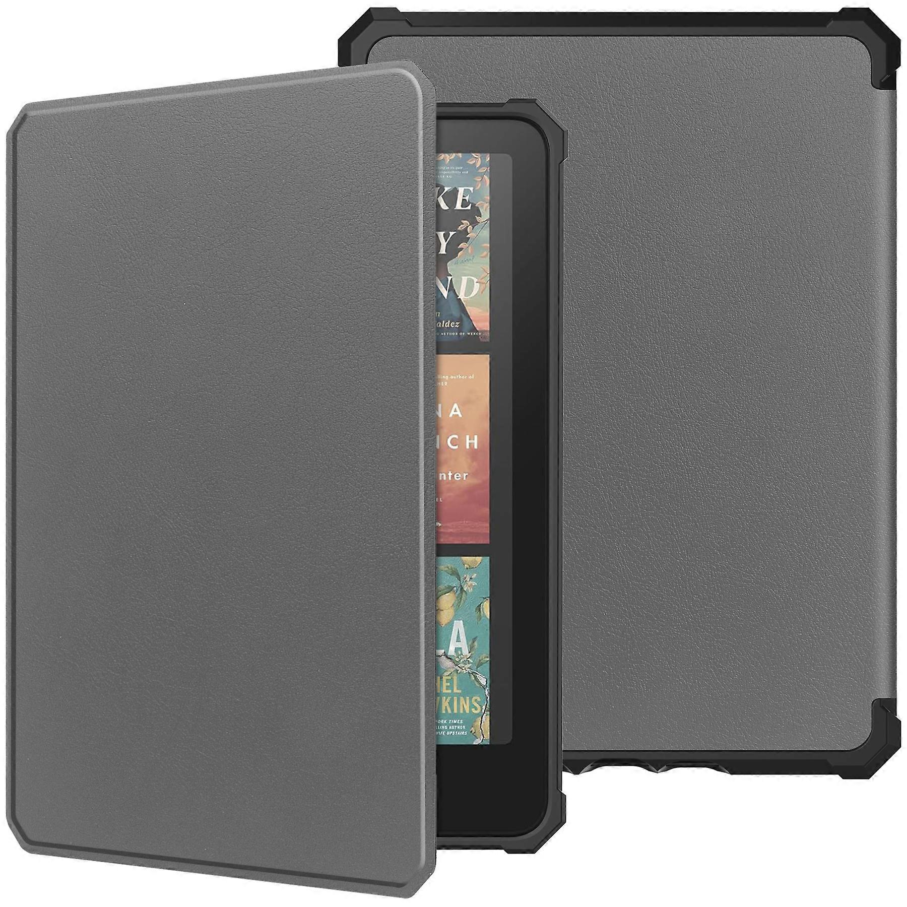 لحقيبة أمازون كيندل Colorsoft Kindle Paperwhite (2024) جراب جلد PU + غطاء قارئ إلكتروني TPU تلقائي للاستيقاظ سنام رمادي