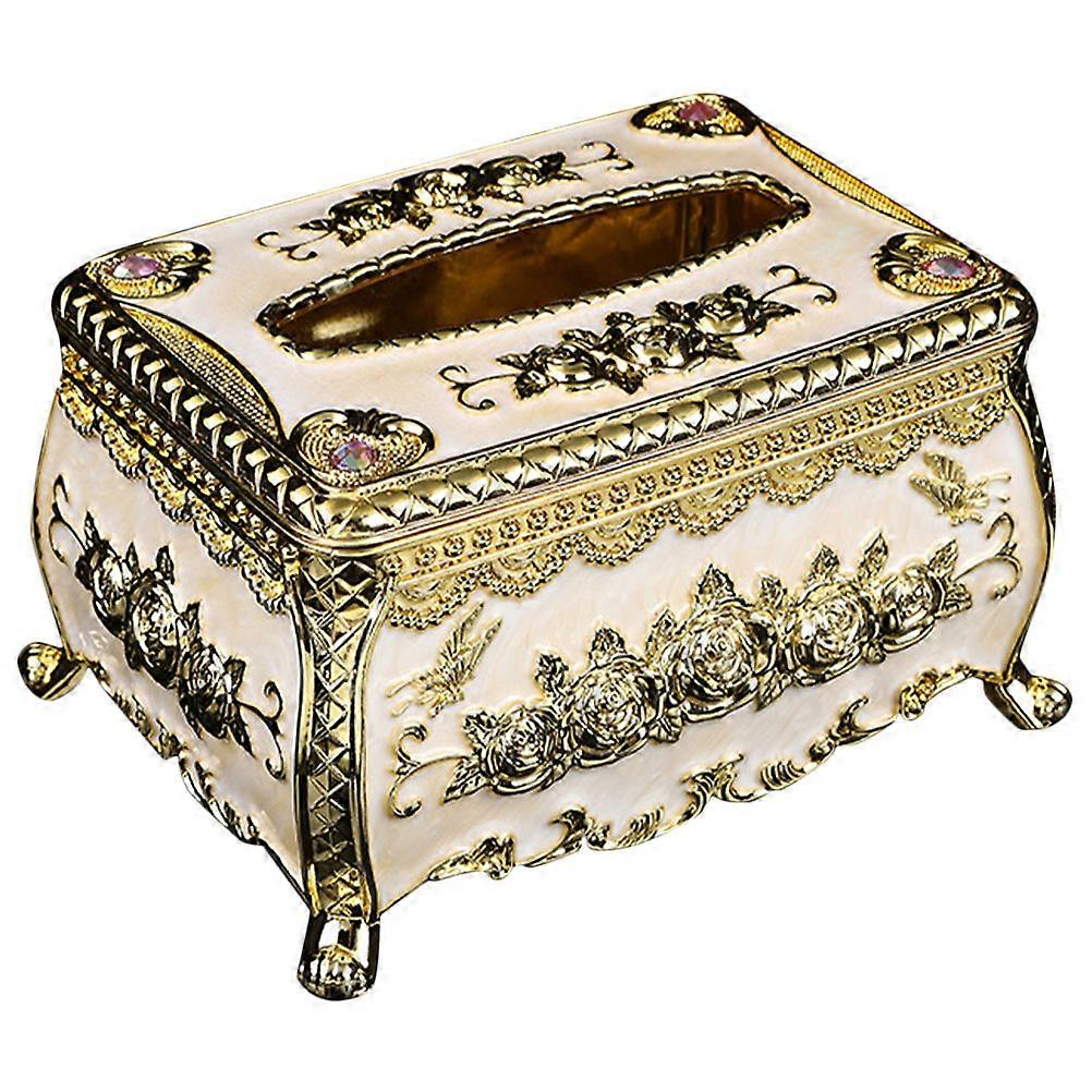 Tissue Box Cover European Court Style Home Table Decor Acrylic Rectangular Easy to Clean 1Pack