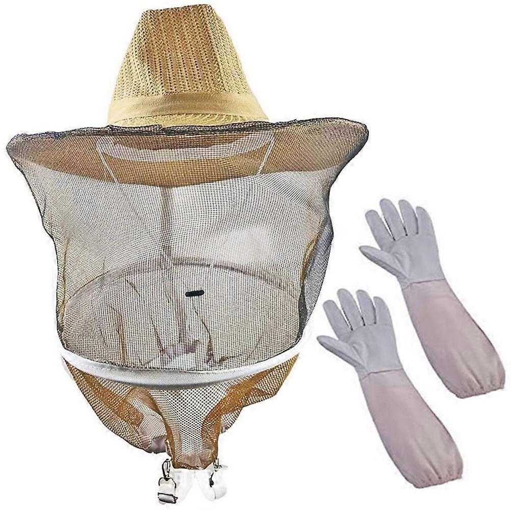 Beekeeping Tool Set – Long Sleeve Gloves, Sheepskin, Folding Hat with Ventilation for Comfortable and Handling for Apiculture Enthusiasts
