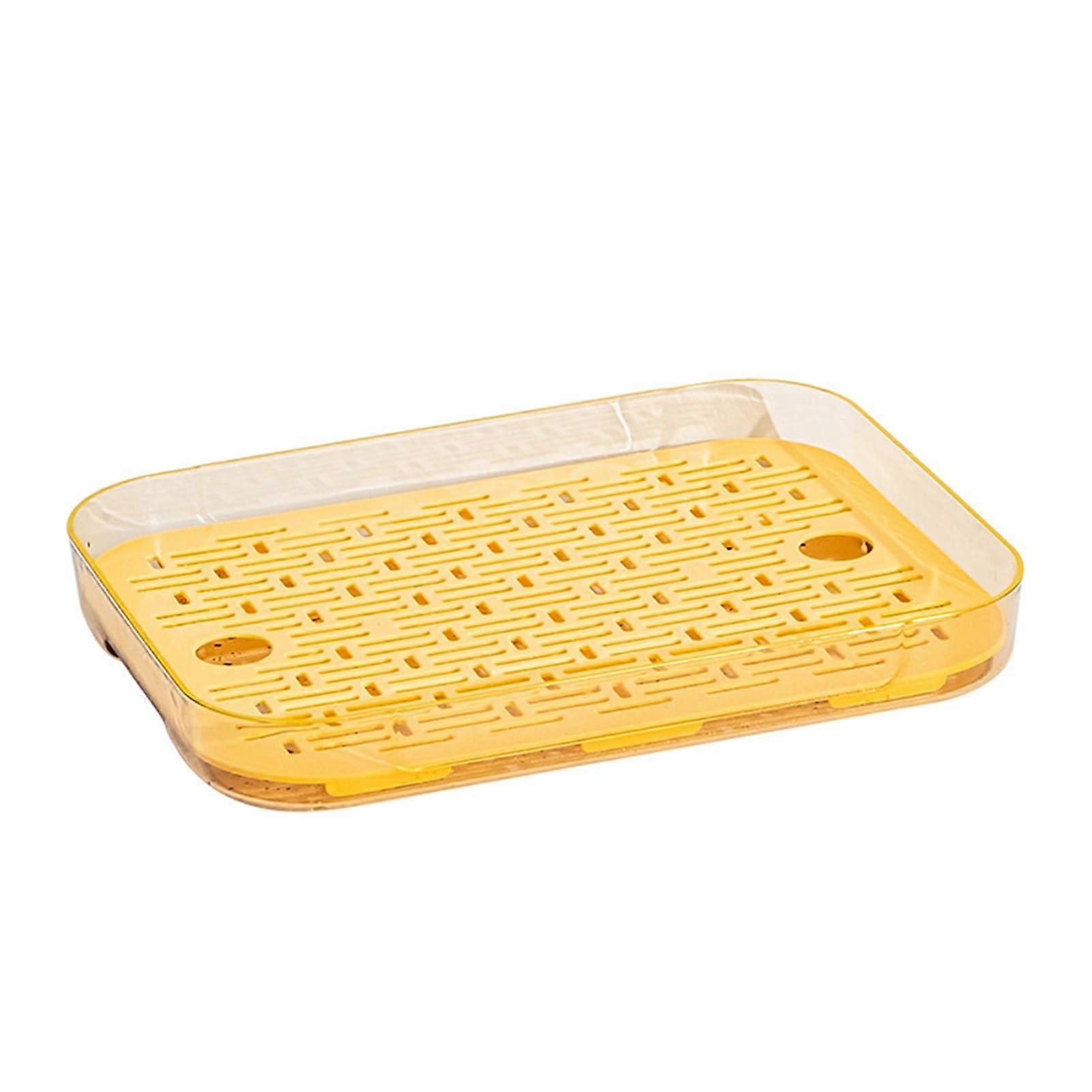 Dish Drying Board, Plastic Dish Drying Tray For Kitchen, Rectangular Double-Layer Draining Tray, Amber Gold Color
