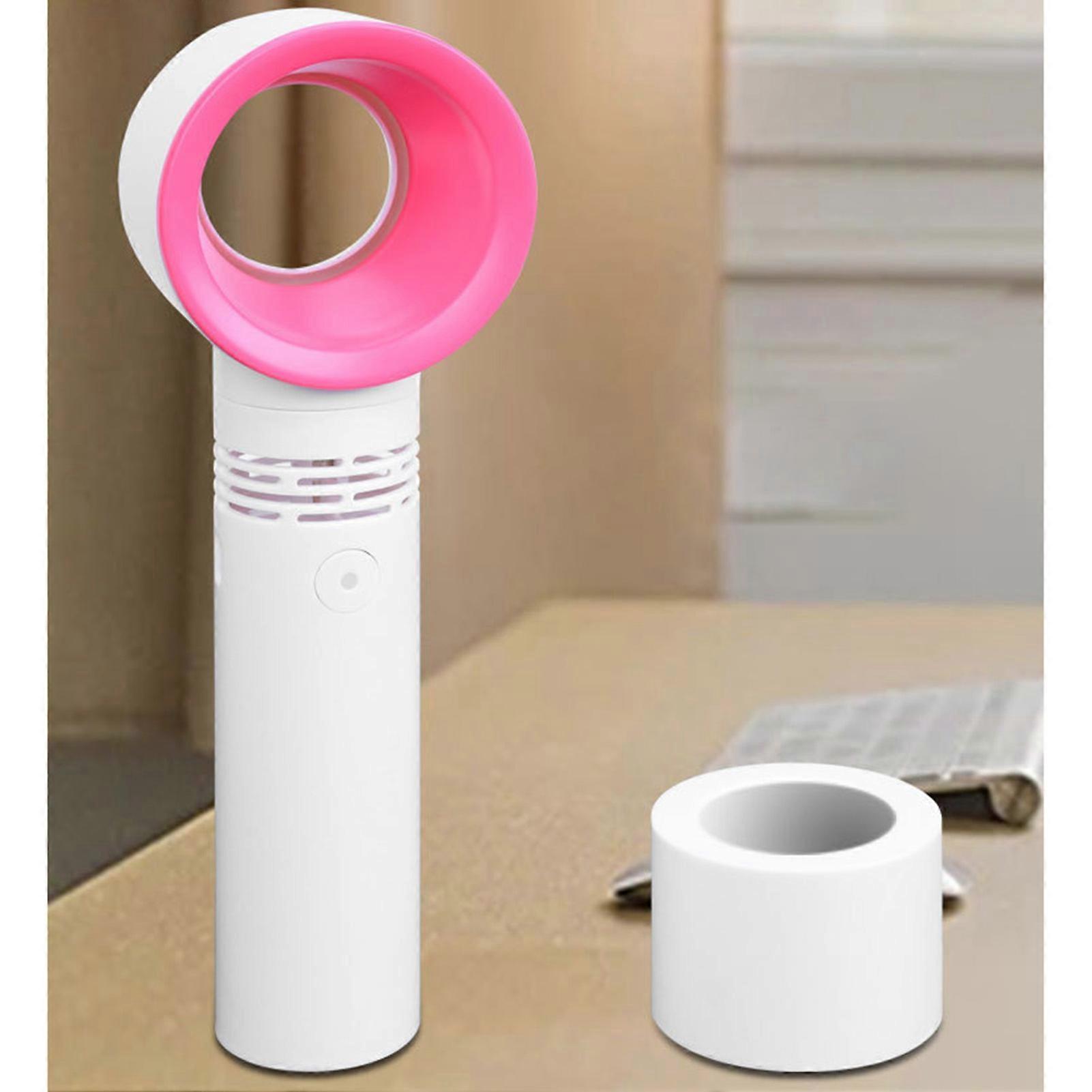 Handheld Bladeless Fan 3 Levels Adjustable 2000MAh Battery Portable Handheld Fan with Base Bracket for Child Student White 