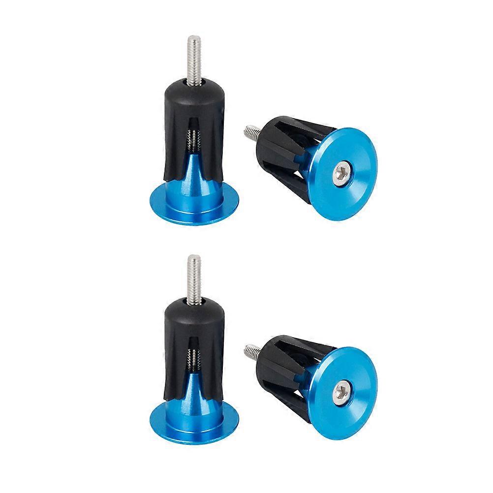 Bike Handlebar Cap with Durable Aluminum Alloy and Plastic Material for Blue Color Fits Most Bikes 2 Pair