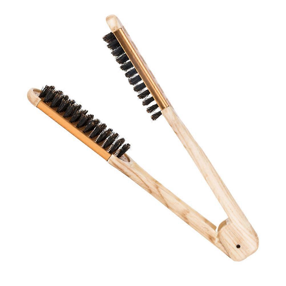 Golden Hair Straightening Comb for Home Use V Shaped Clamp ABS Material Promotes Smooth Natural Look