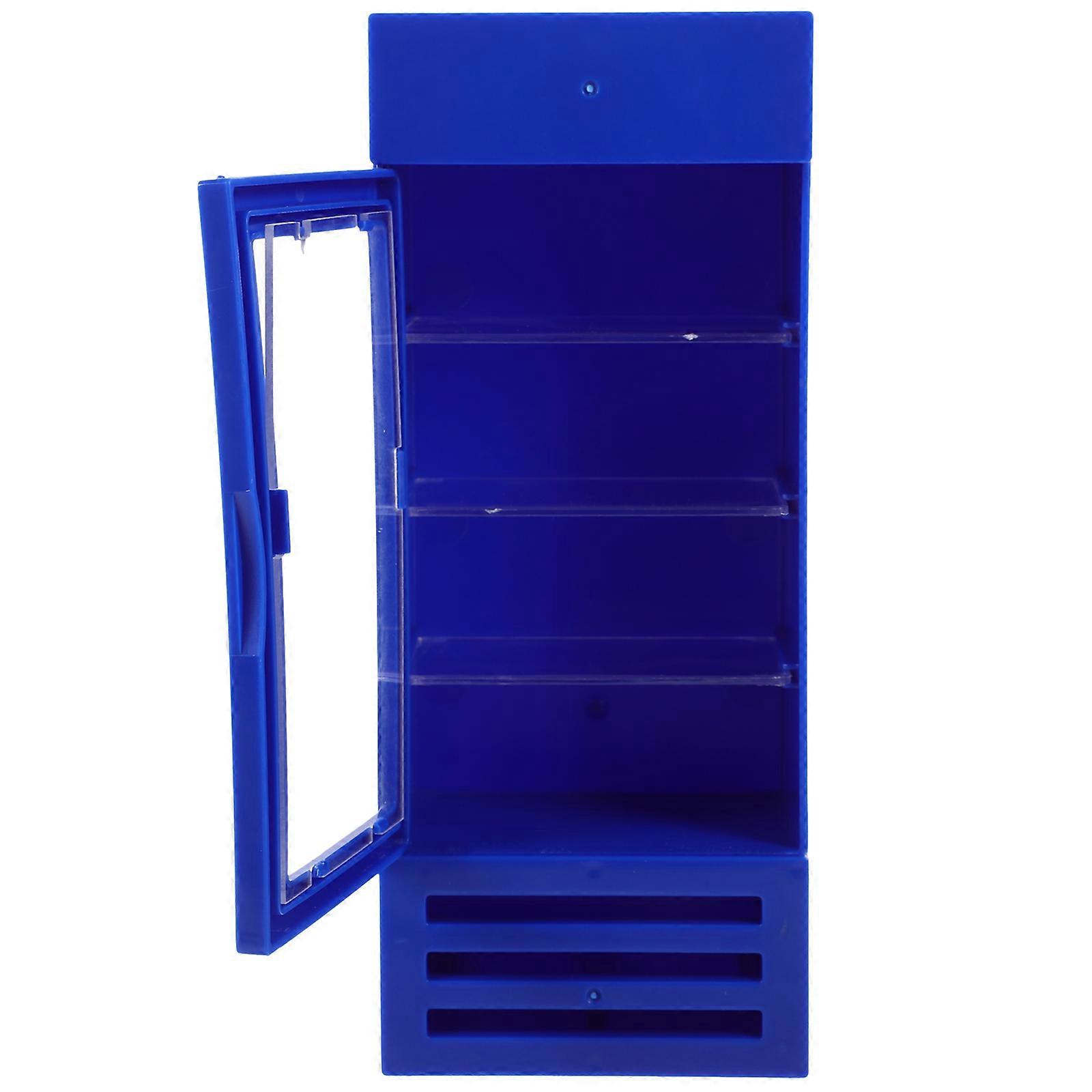 Miniature Refrigerator Model For Pretend Play Blue Realistic Simulation 1Pack