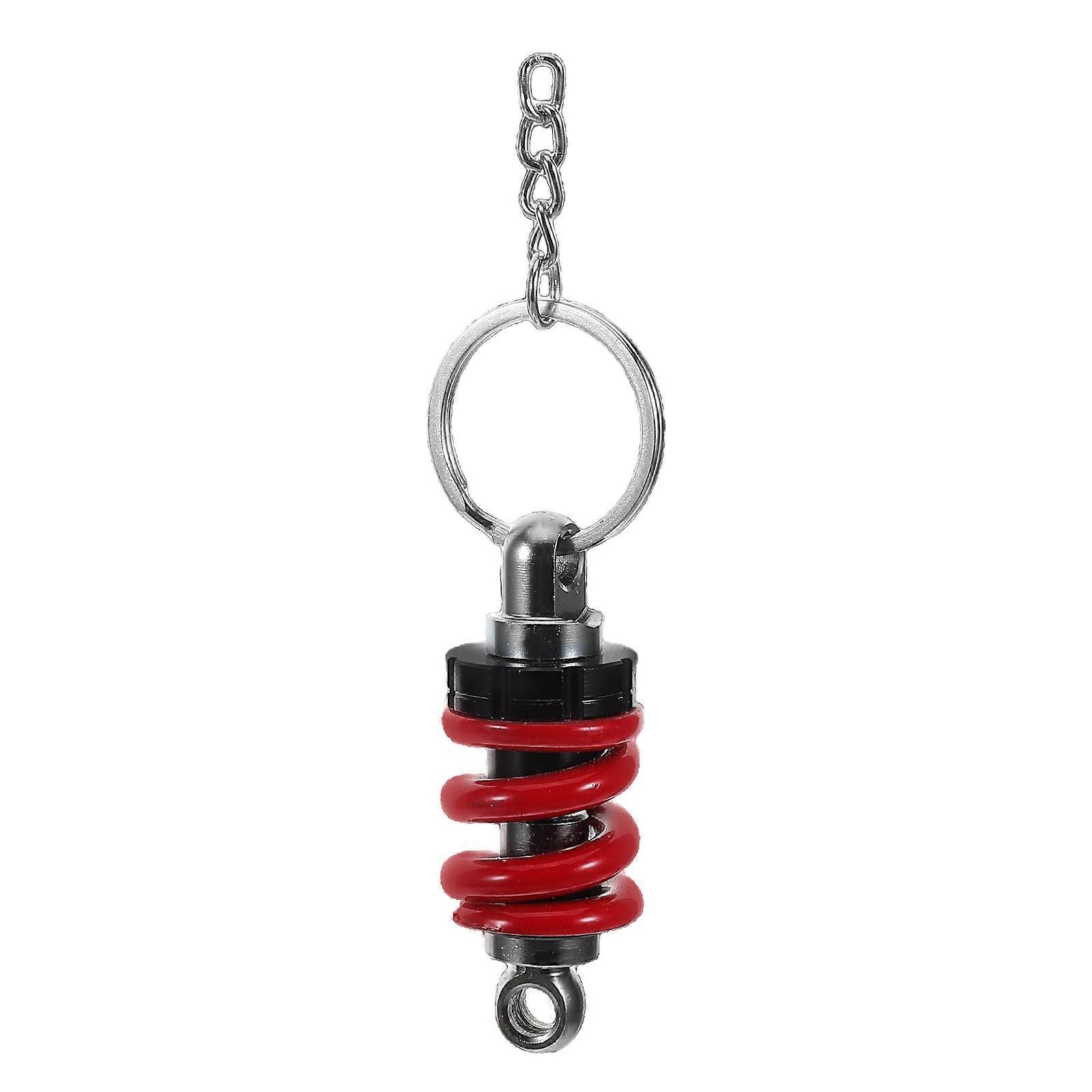 Motorcycle Keychain with Shock Absorption and Vibration Protection, Durable Key Ring Pendant for Men, Reusable, Black and Red