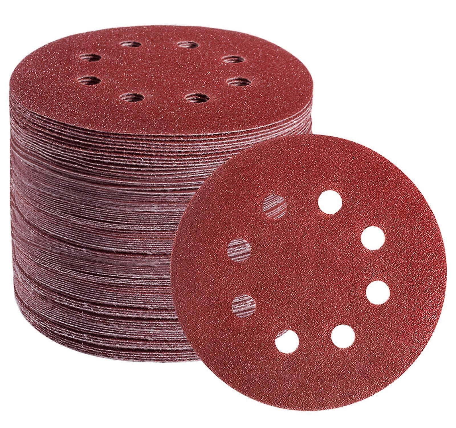 Random Orbital Sander Sandpaper 125 mm Velcro 72-Pack 8 Holes Grit 40-320 Eccentric Round Discs for Wood and Metal