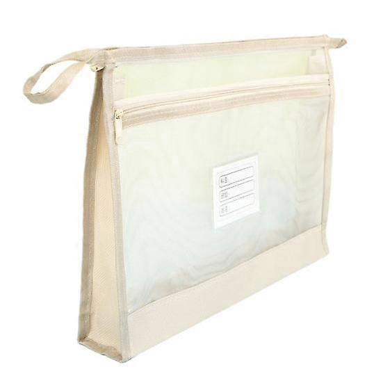Double-Layer Mesh Zipper Pouch Bag Transparent A4 Document Organizer Visible Nylon Mesh File Folder for Office School Travel Supplies