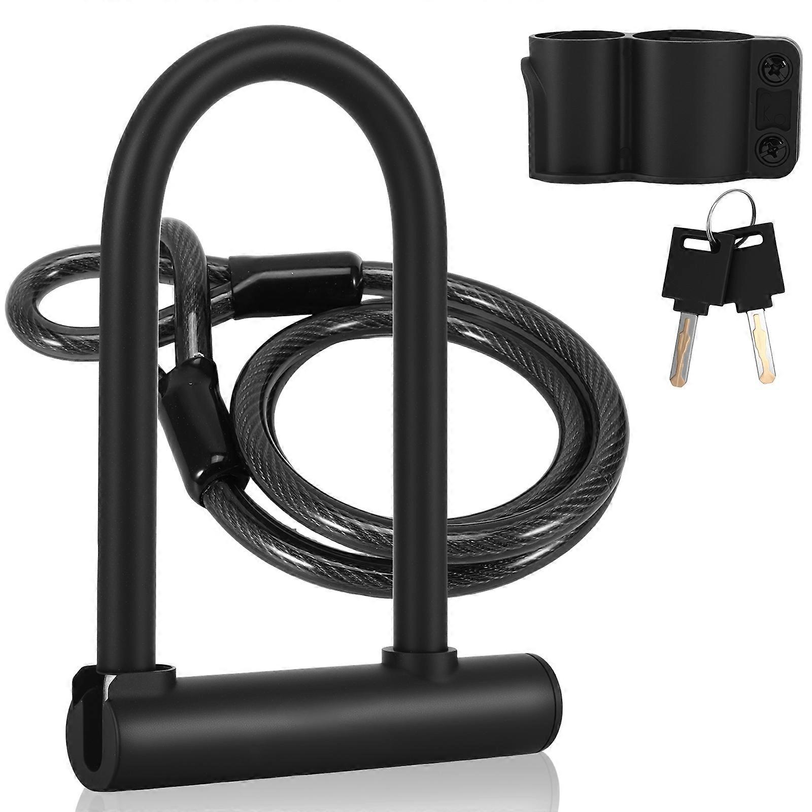 Bicycle Cable Lock and U-Lock Set (Lock + Black Cable Combo)