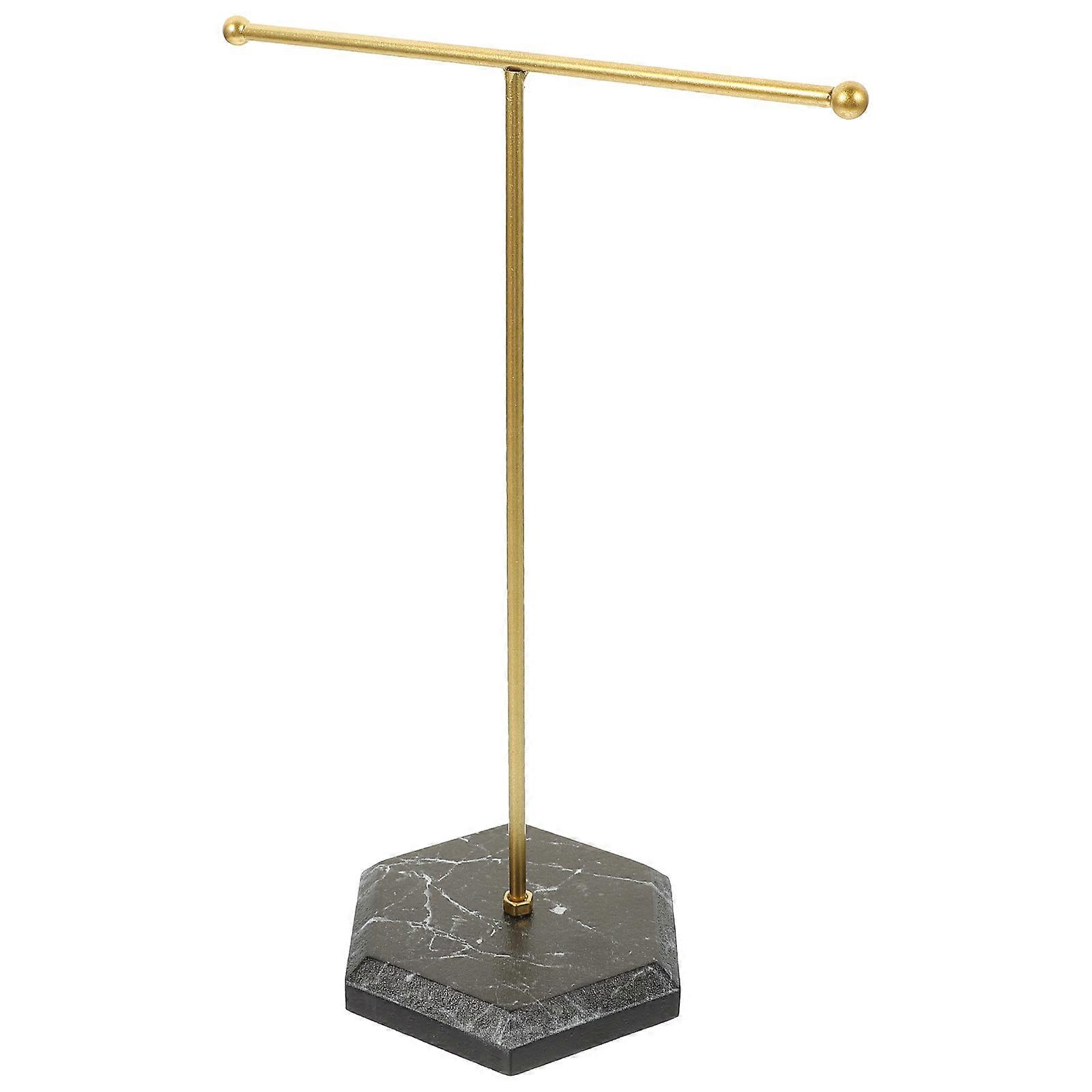 T Shaped Jewelry Organizer Hanging Stand for Earrings Necklace Display Metal and Resin Multi 7.5 x 4.5 inches
