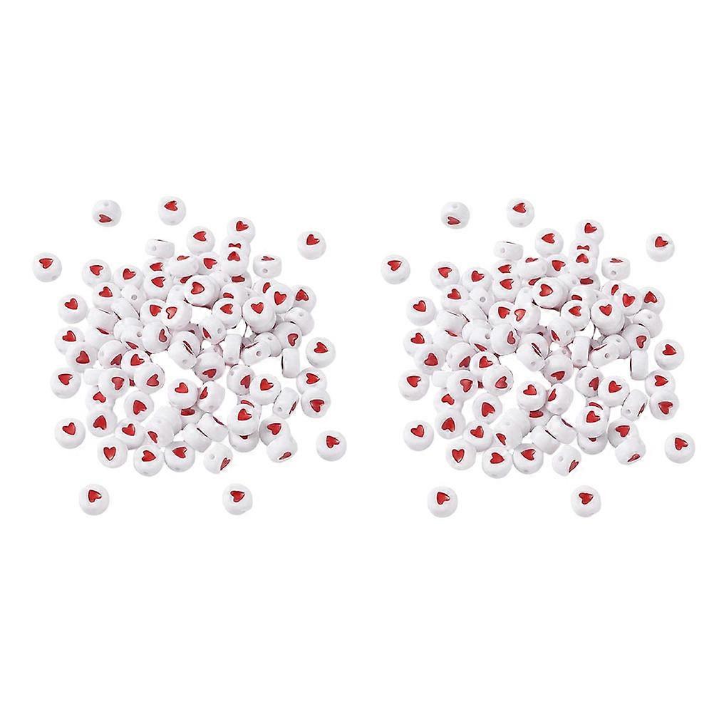 DIY Round Heart Beads for Craft Making Acrylic Red Color Lightweight and Portable 500pcs