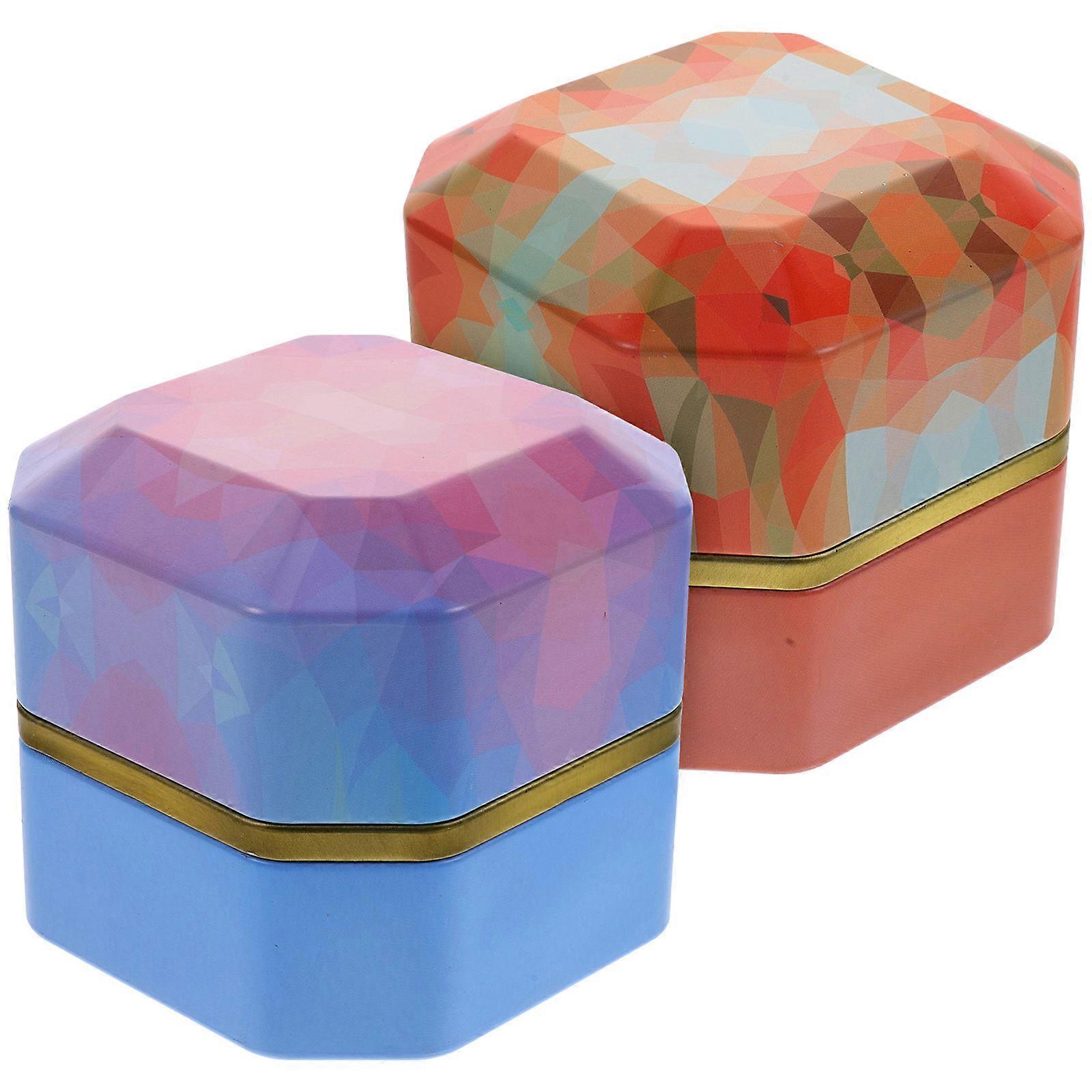 Chic Tinplate Storage Canister for Loose Tea and Dried Foods with Assorted Color 2Pcs