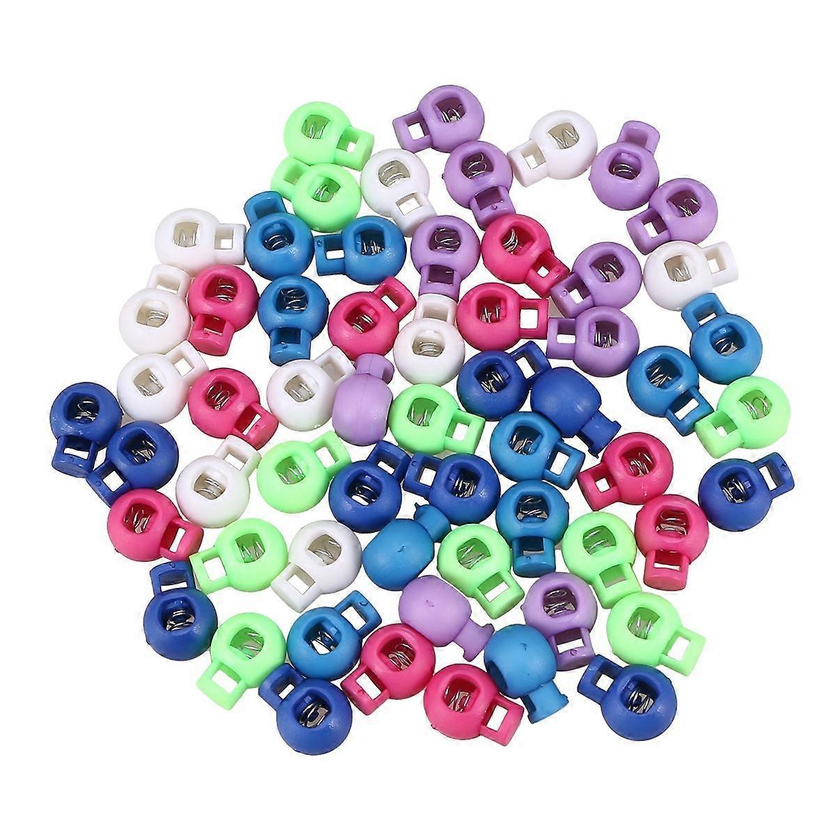 60PCS Spring Buckle Tightening Buckle Universal Backpack Mountaineering Bag Plastic Threading Buckle Double Hole Cord Lockv