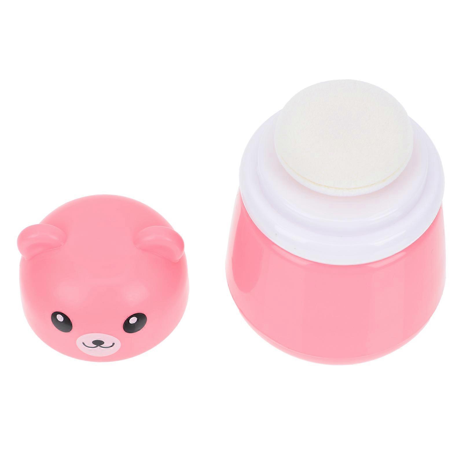 Bear Powder Puff Box for Storage Use Infant Puff Box Pink Color