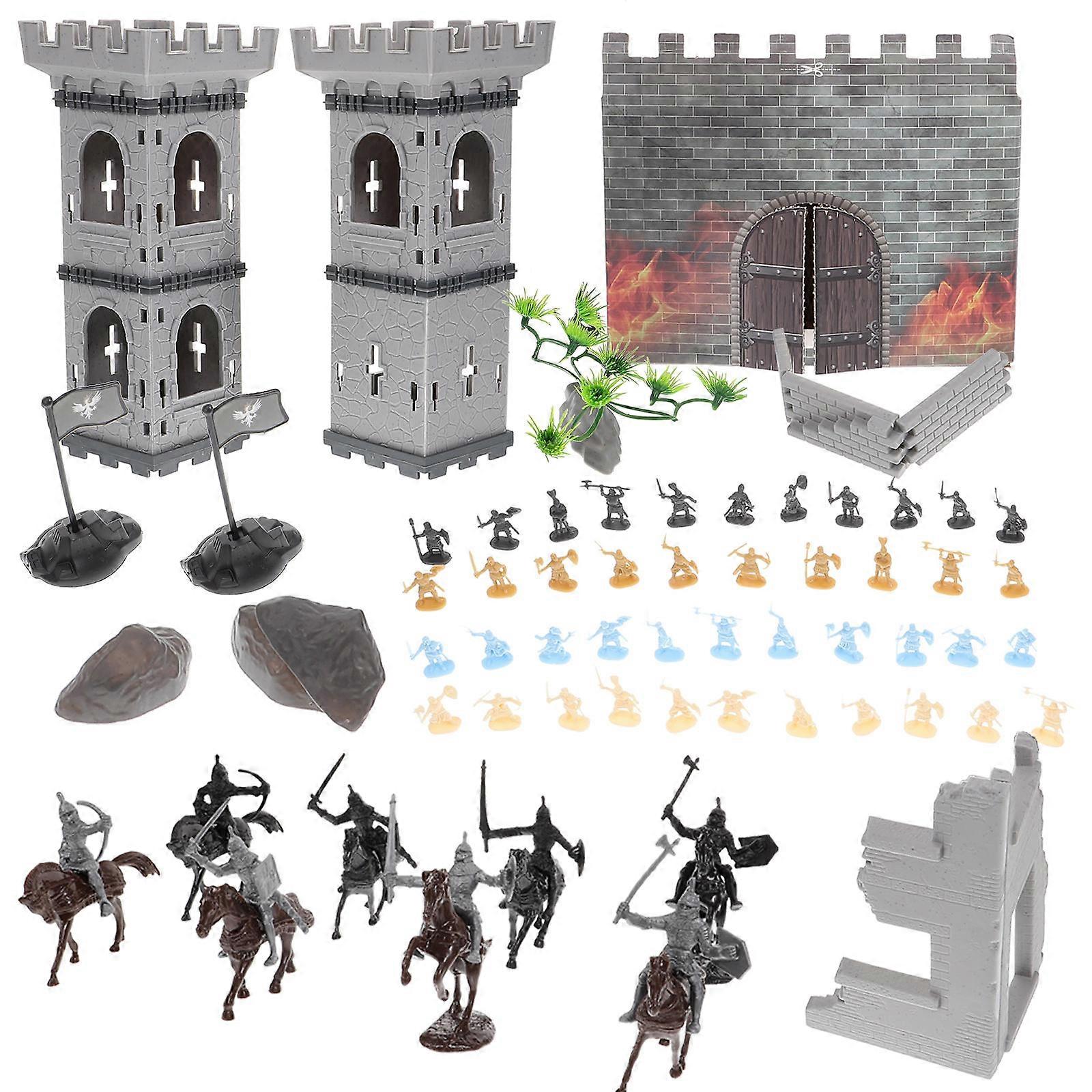 Medieval Soldier Figurines for Decor Durable Plastic Miniatures Assorted Colors 1 Set of Models