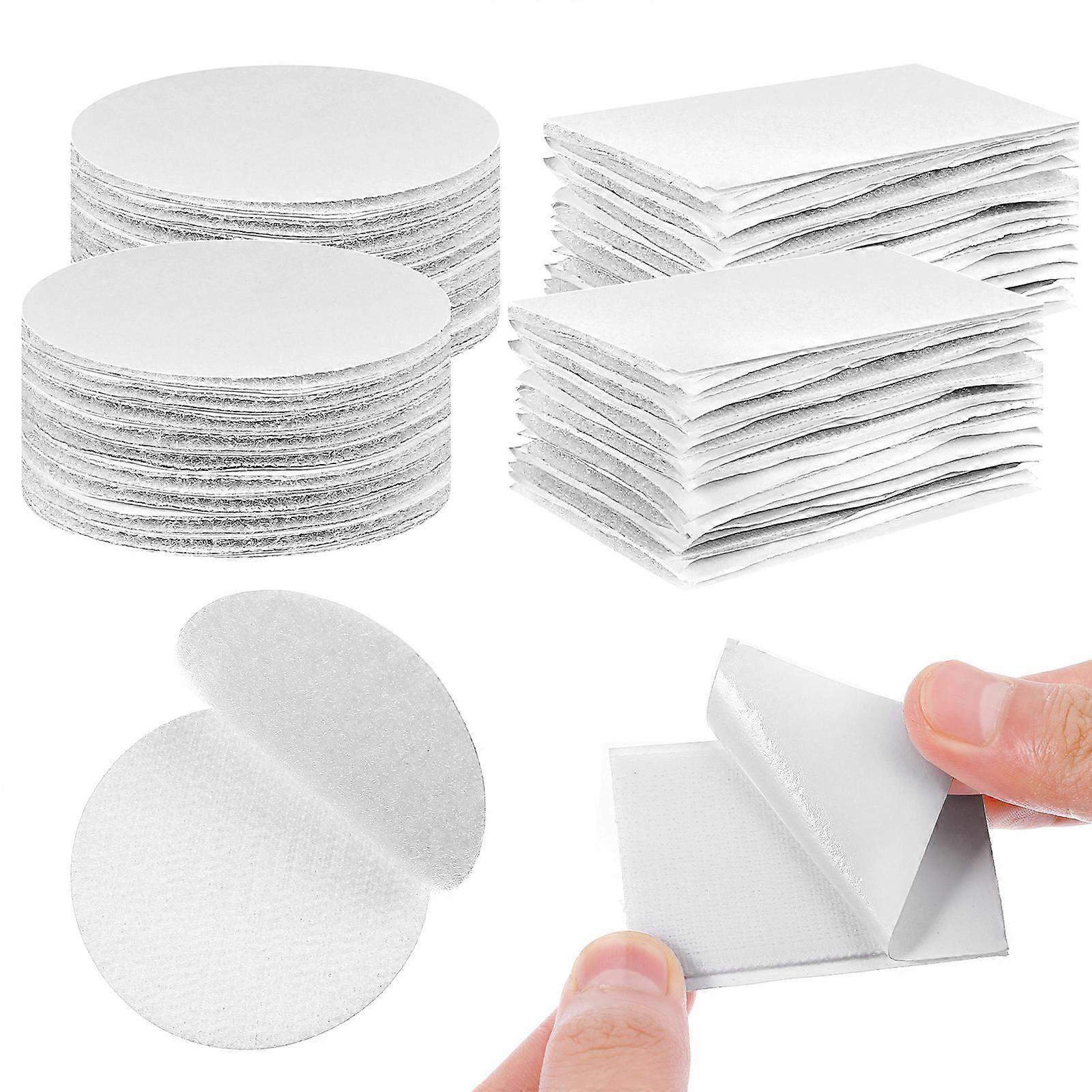 White Self Adhesive Hook and Loop Tape Set for Smooth Surfaces Includes Rectangular and Round Tapes 40 Pcs