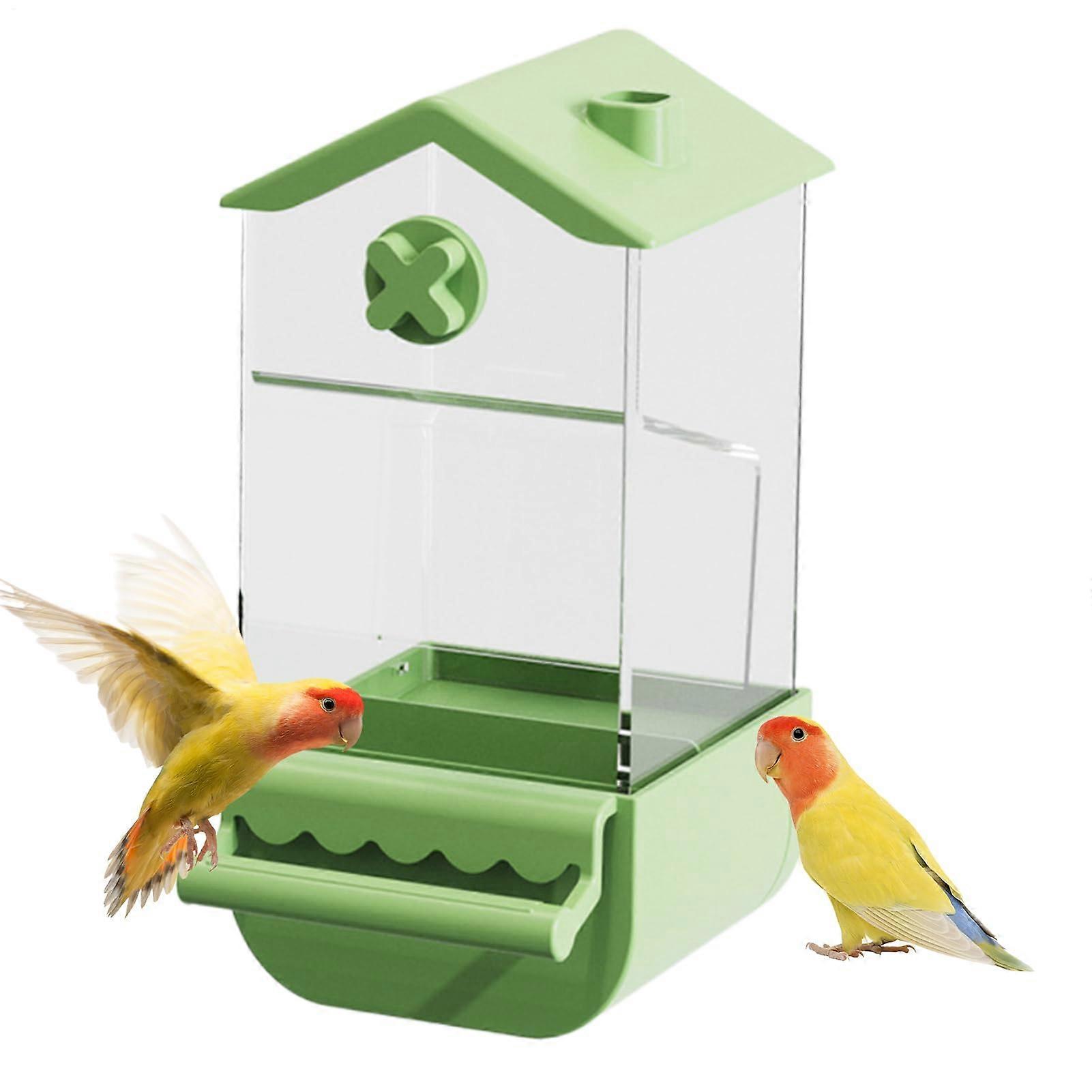 Automatische Vogelfutterstation Für Käfig - Spritzwassergeschützter Futterspender Für Großsittiche, Unzertrennliche, Wellensittiche, Grün
