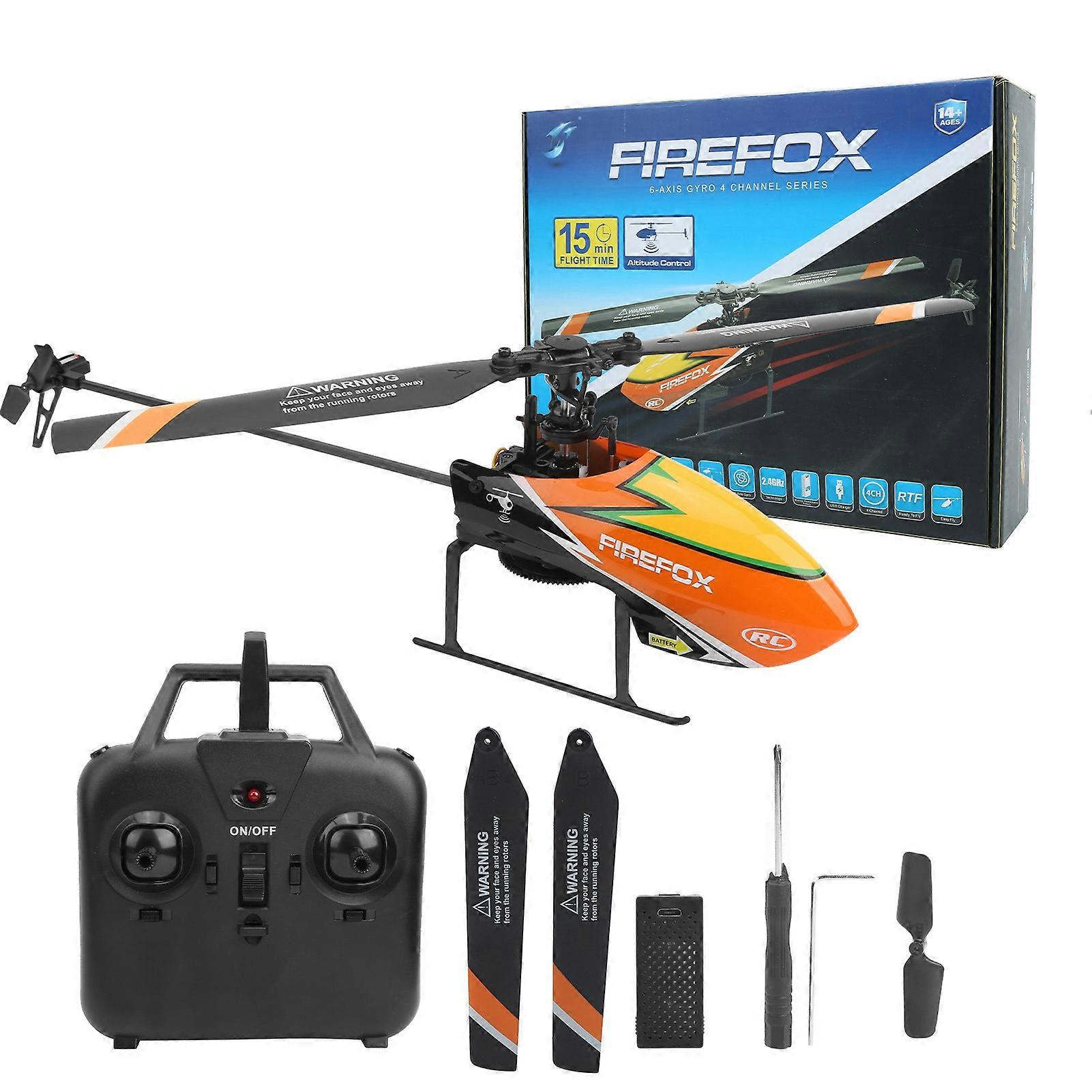 4-Channel Flybarless RC Helicopter with Fixed Altitude in Orange