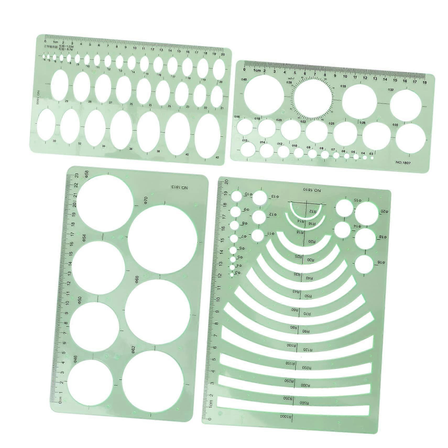 Geometric Drawing Templates 4-Piece Set Precision Measuring Tools For Architecture Construction Design School Office Use