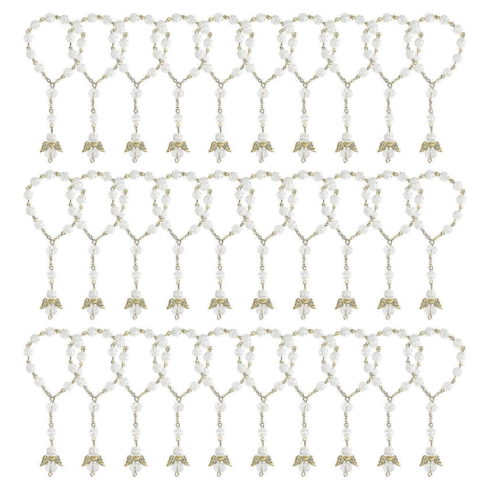 30 PCS Baptism Rosary Acrylic Rosary Beads Mini Rosaries Angel for the First Communion Baptism Part