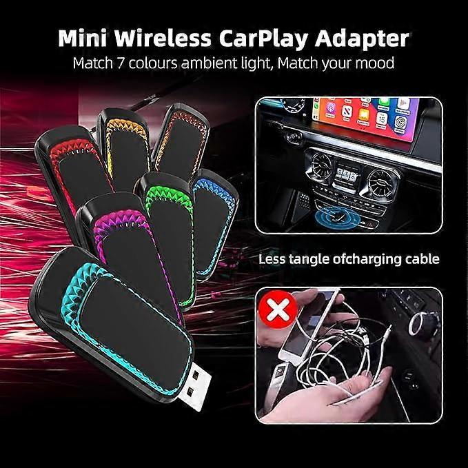 7-color ambient light Android Carplay wireless adapter and automatic adapter
