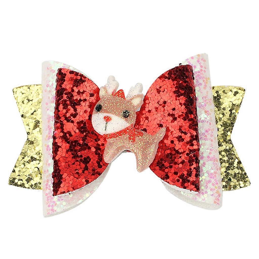 Sequin Hair Clip with Christmas Tree, Santa, Reindeer, and Bow - Creative Headwear for Holiday Parties and Festive Events