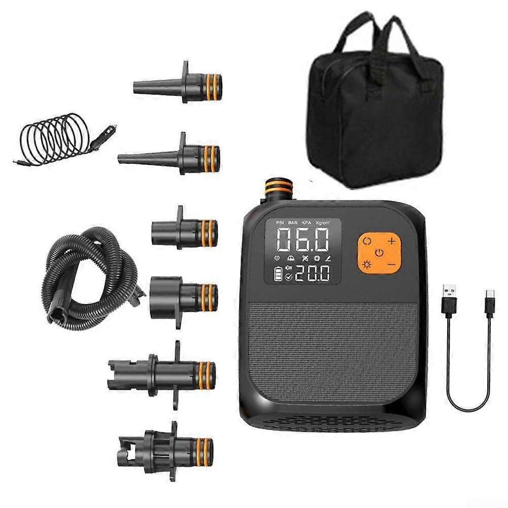 Compact Rechargeable Inflator Pump For Kayaks And Cars 100 L/min Air Flow, Automatic Shut-Off, Digital Pressure Monitor