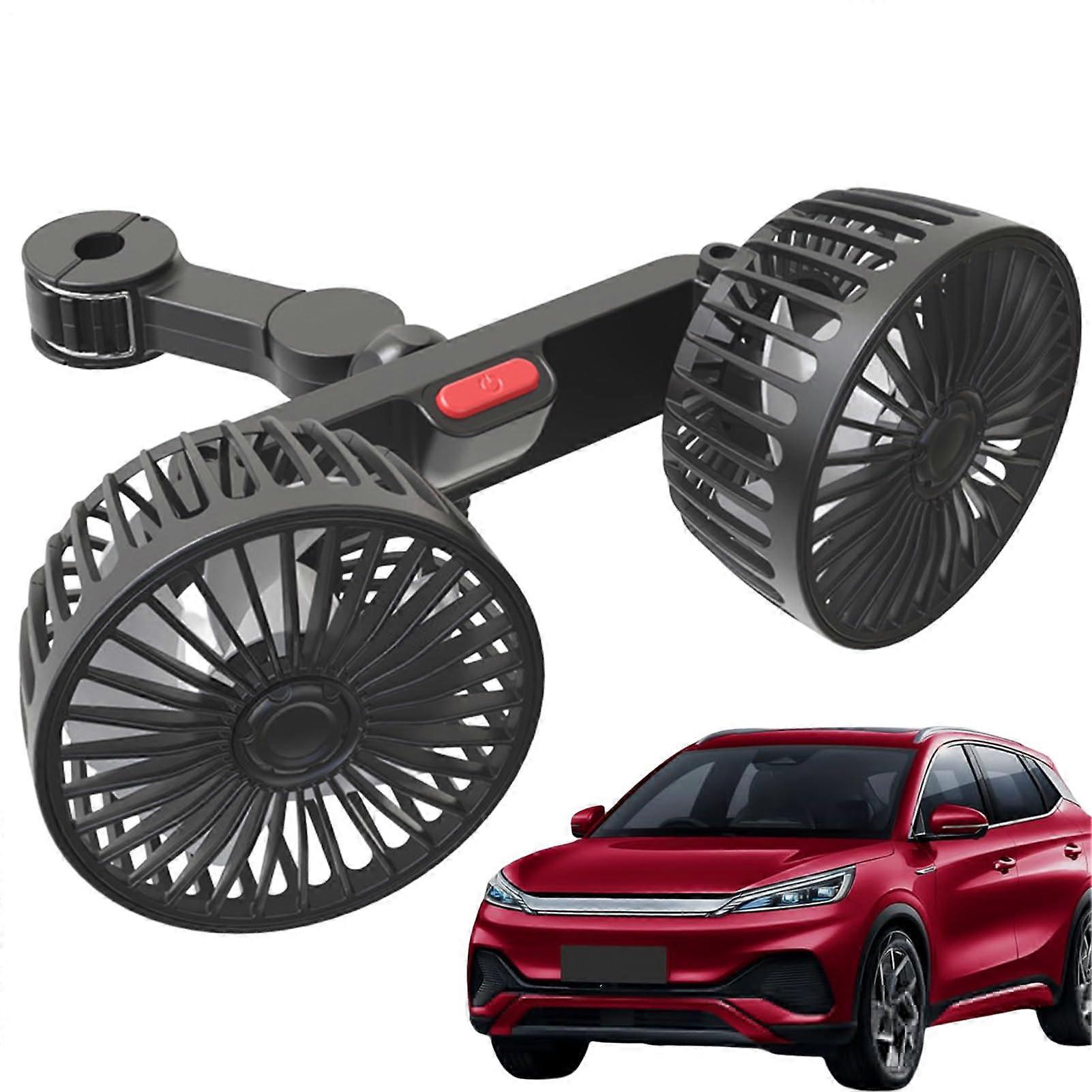 Backseat Fan for Baby - 360 Degree Rotating Dual Head Fan with 3 Speed Options for Rear Facing Seats, Golf Carts, and Treadmills