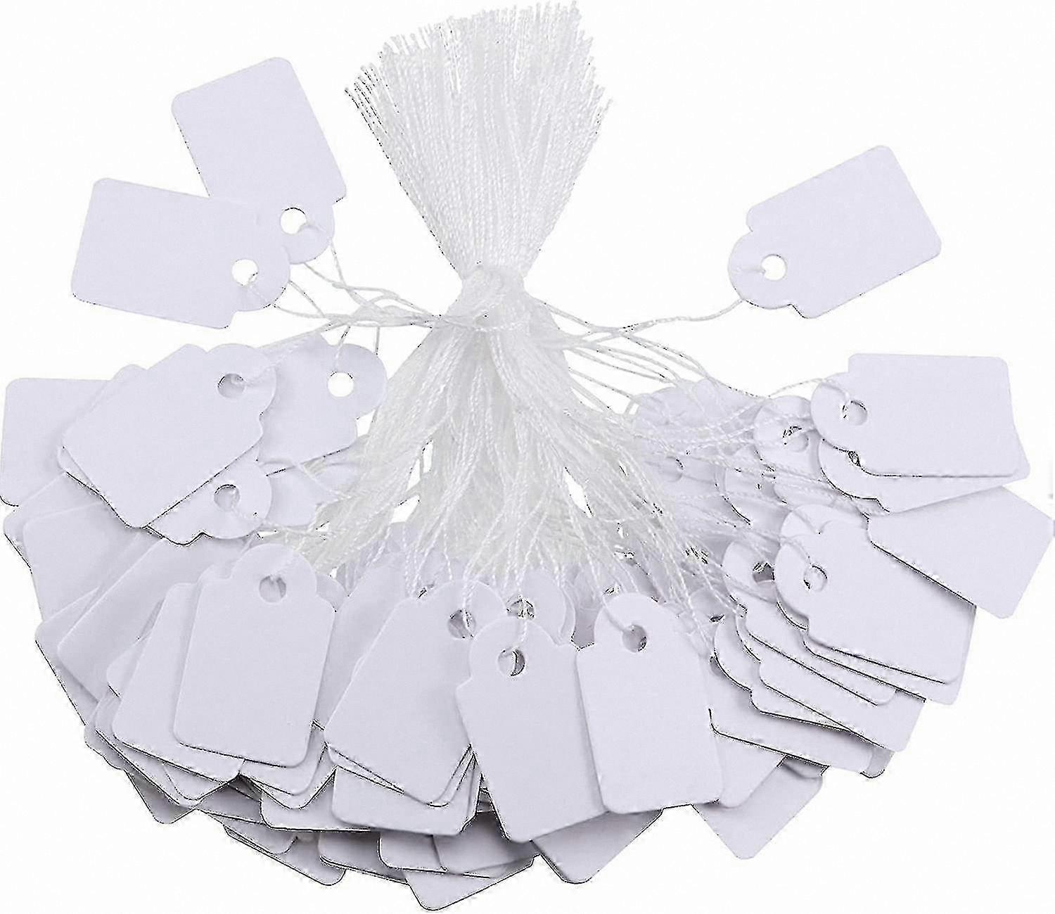 500 White Hanging Tags with Strings for Labeling and Display