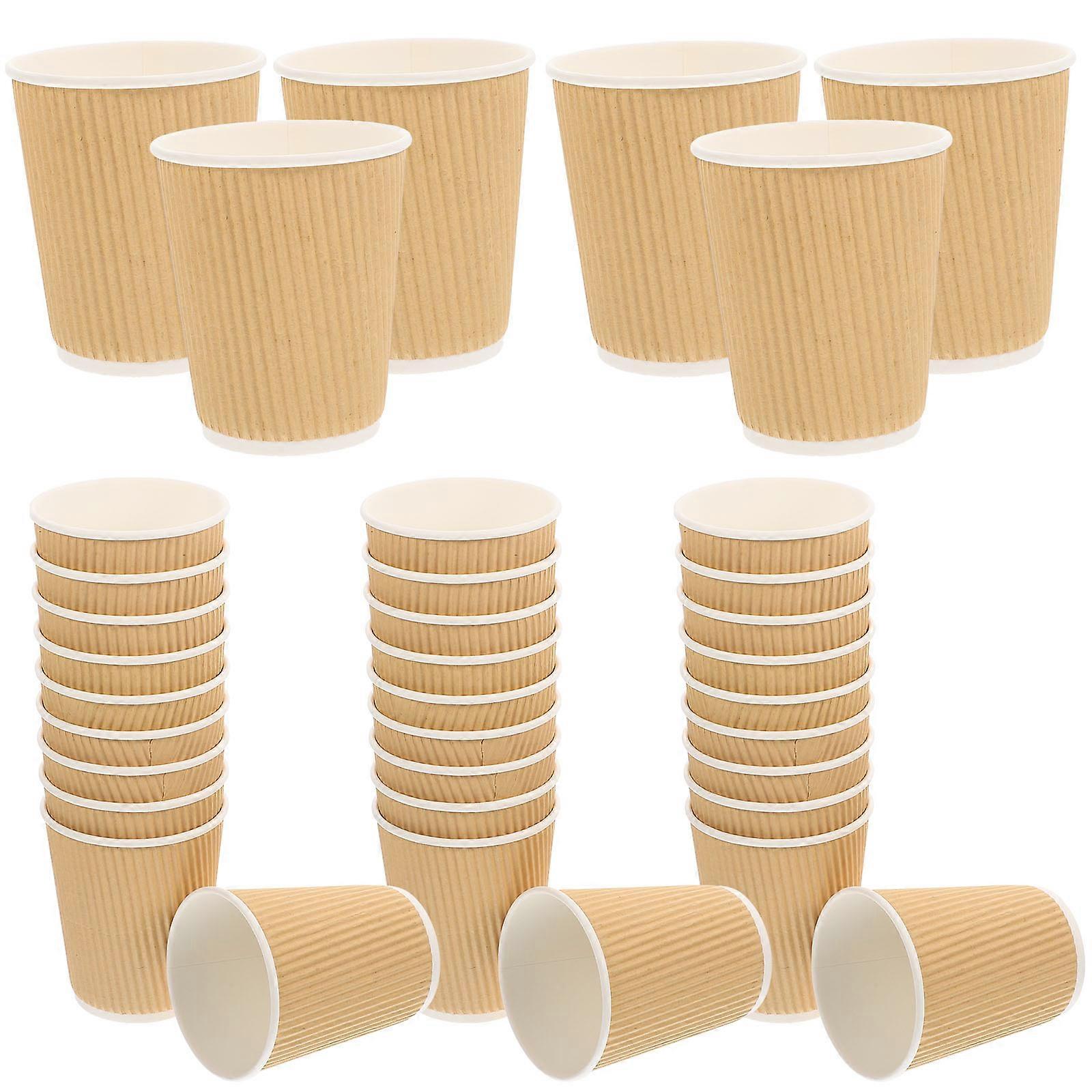 Paper Coffee Cups Double-Layered Paper Coffee Cups Cafeteria Use Yellow Comfortable to Hold 50Pcs