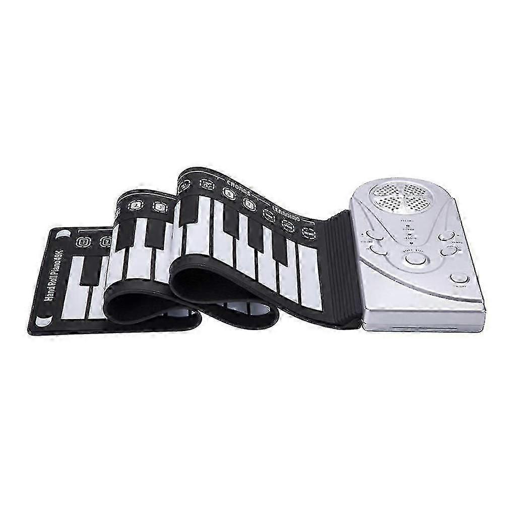 Flexible 49 Keys Roll Up Piano Keyboard Recording Feature white hr