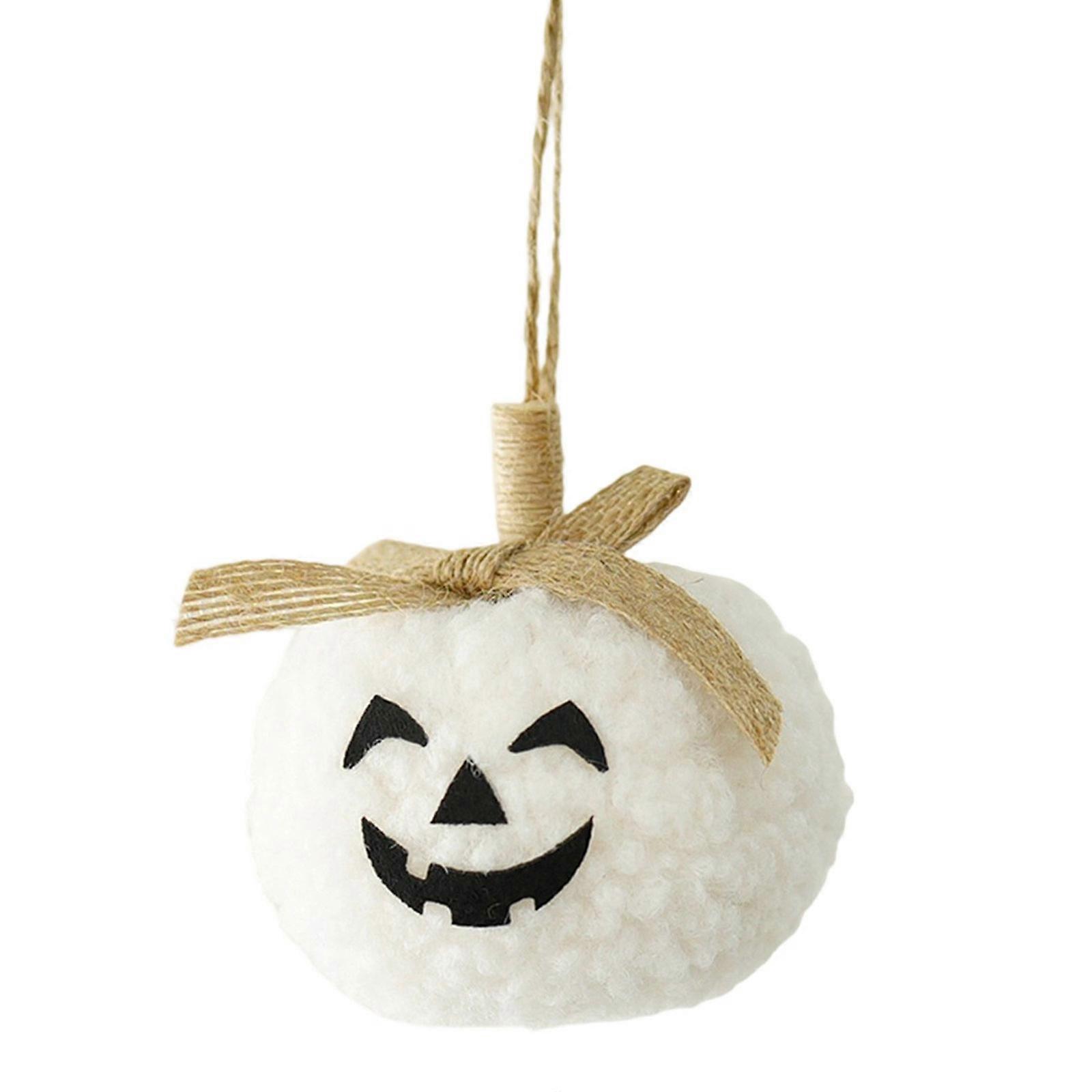 Decoration Pumpkin Face Doll Ornament Flocking Fabric Soft Halloween Decoration For Party Display White