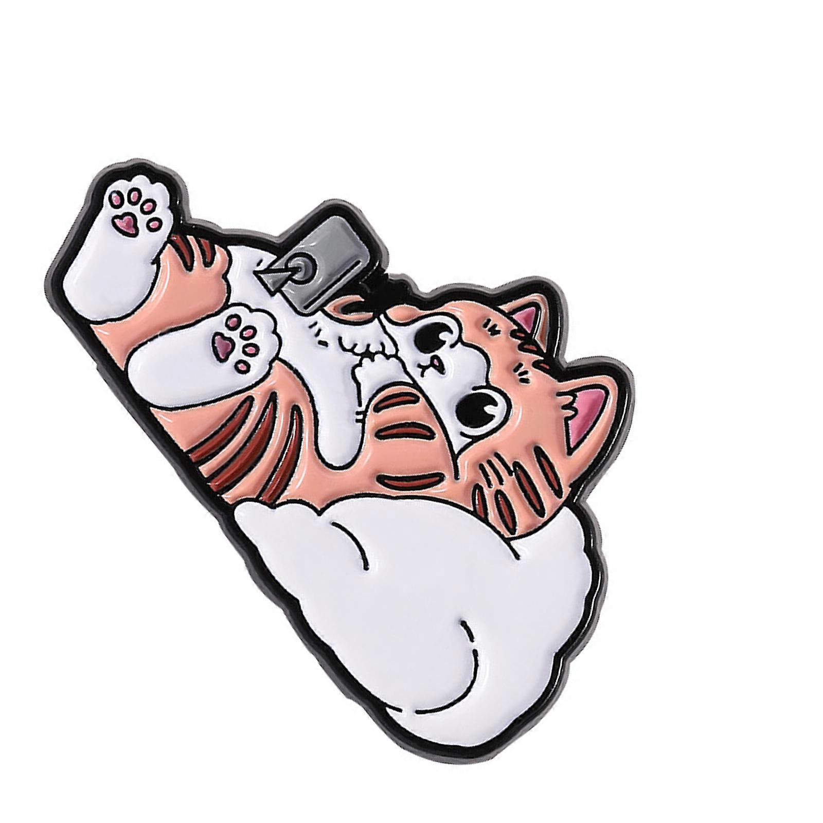 Artistic Orange Feline Design Brooch Pin Multipurpose Wearable Corsage For Adults Trendy Zinc Alloy Craftsmanship Multicolor